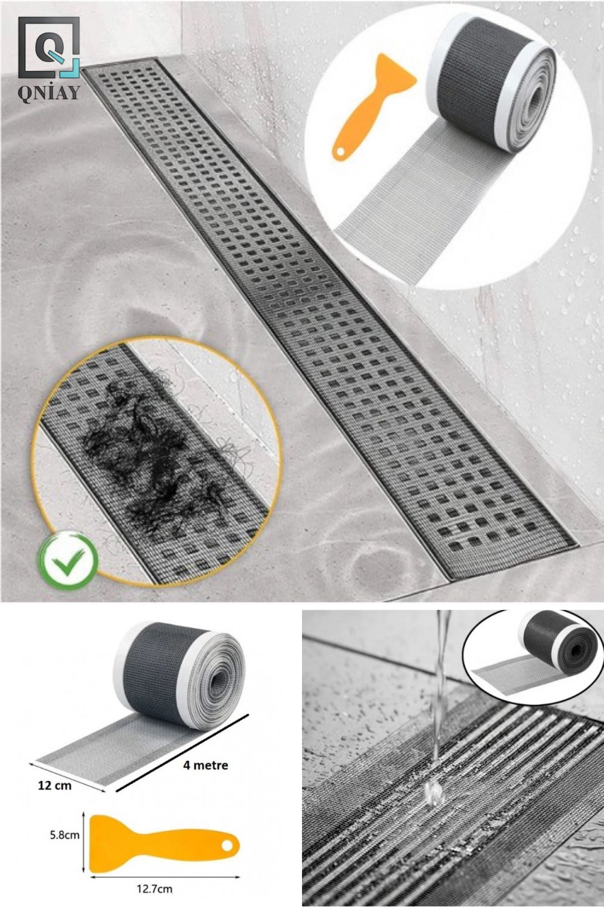 teknotrust yapışkanlı Çok Amaçlı Gider Süzgeci, Saç Kılı Tutucu Ve Sineklik Tamir Kiti 12 Cm * 4 Metre