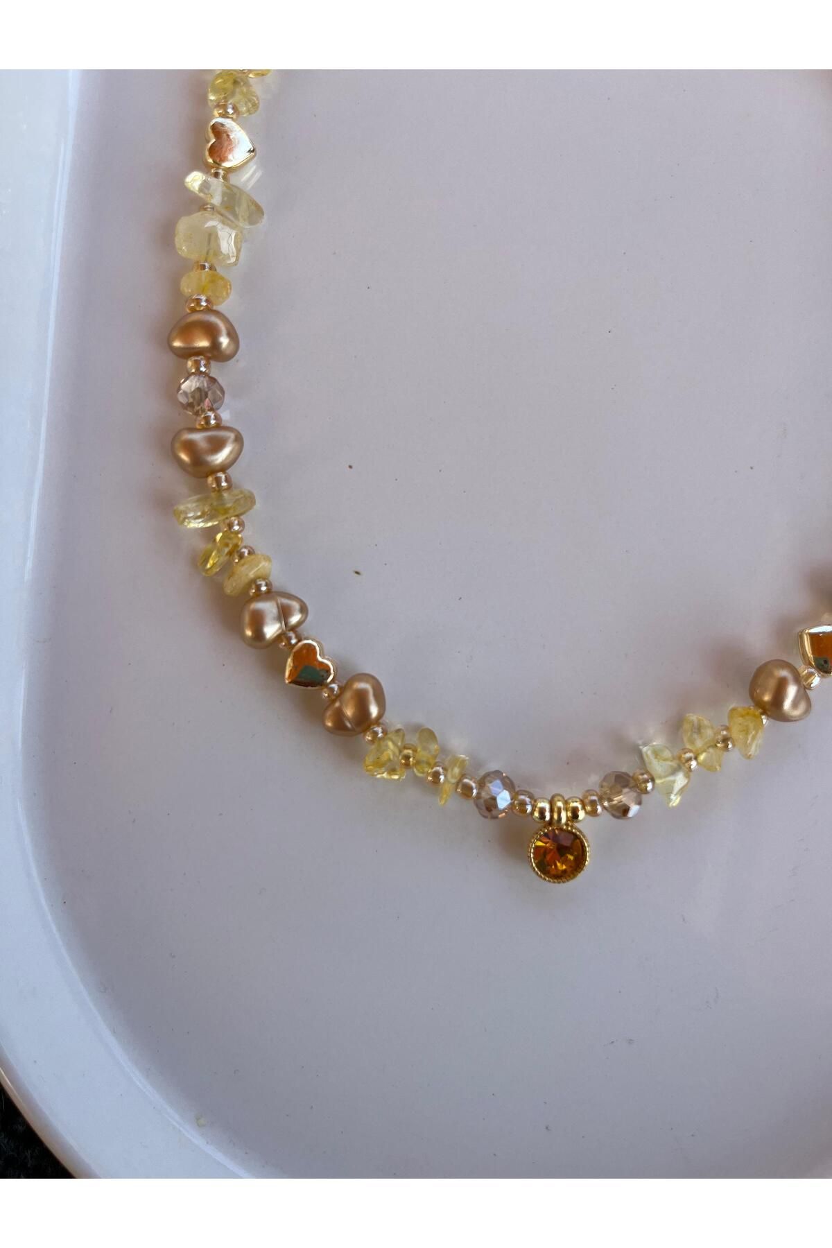 Fata Morgana Accessory Pırlanta Uçlu Sarı Artemis Doğal Taşlı Kolye