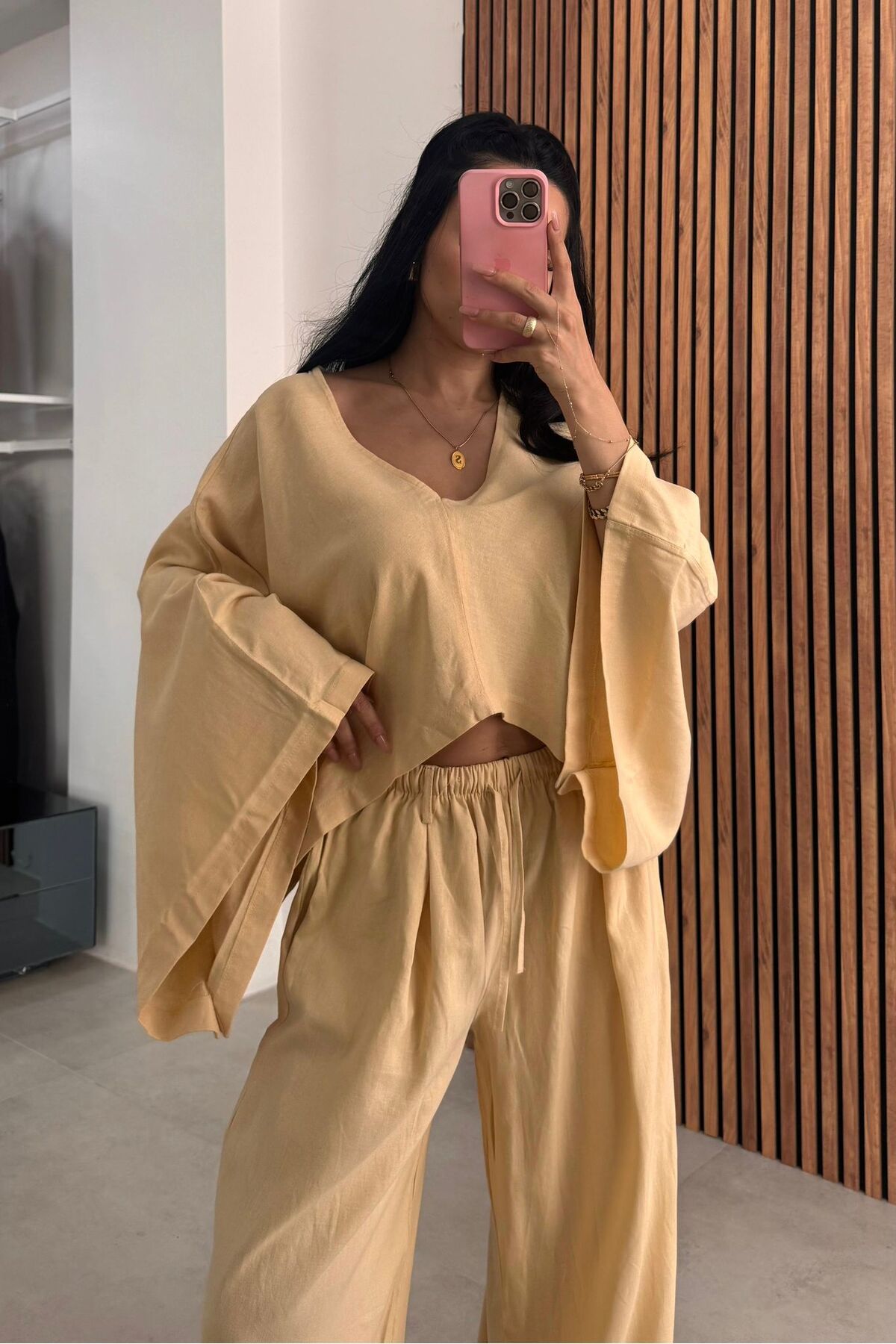 OKSOCOLLECTİON Pareo-Günlük Yarasa Bluz ve Bol Pantolon Takım