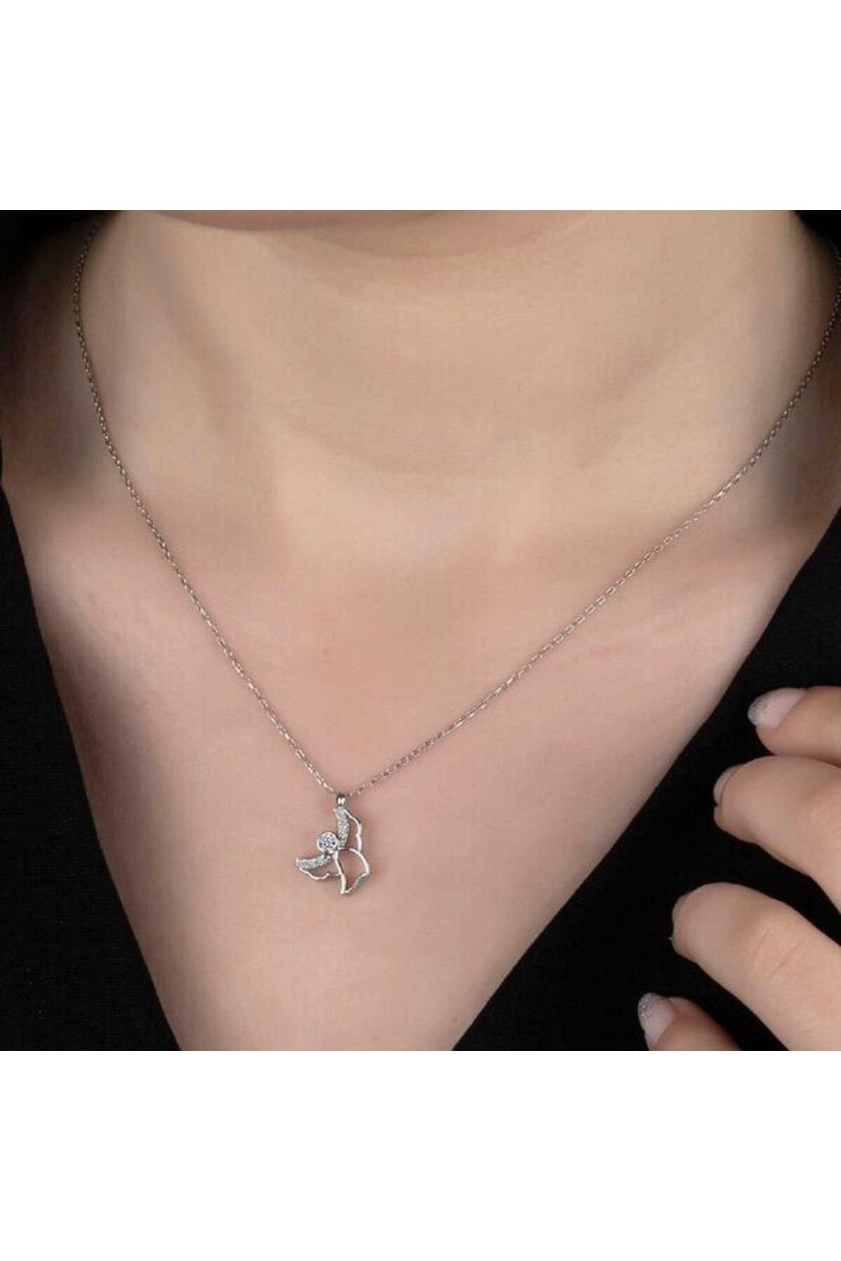 shop Taşlı Melek 925 Ayar Gümüş Kolye