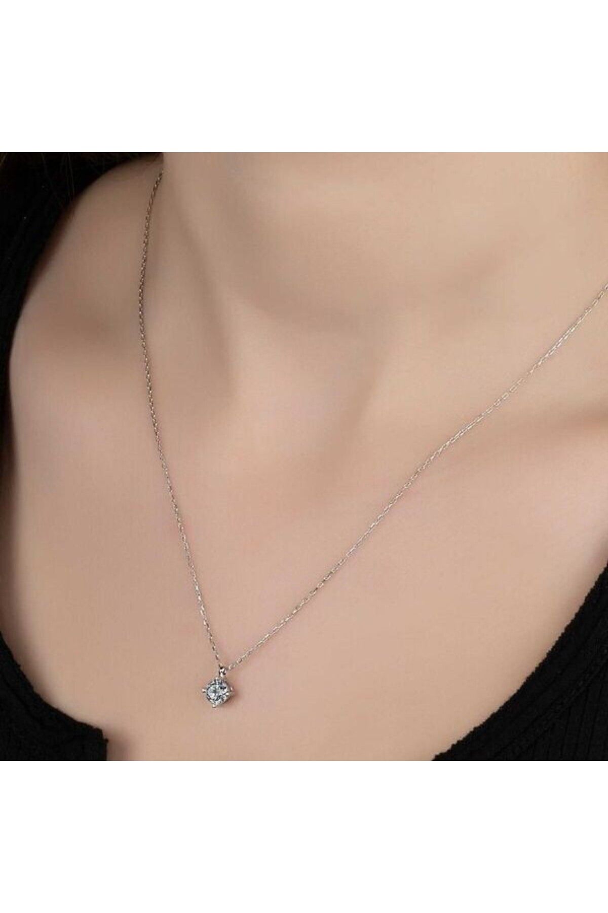 shop Taşlı Tek Taş 925 Ayar Gümüş Kolye