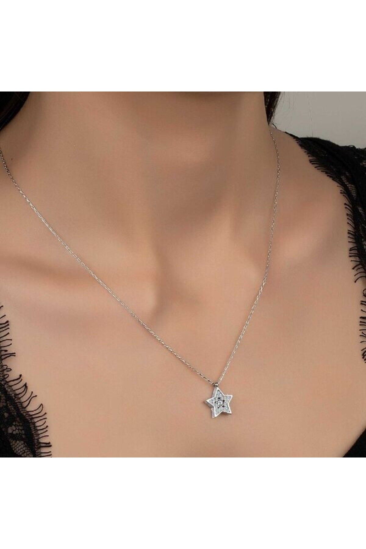 shop Taşlı Yıldız Taş 925 Ayar Gümüş Kolye