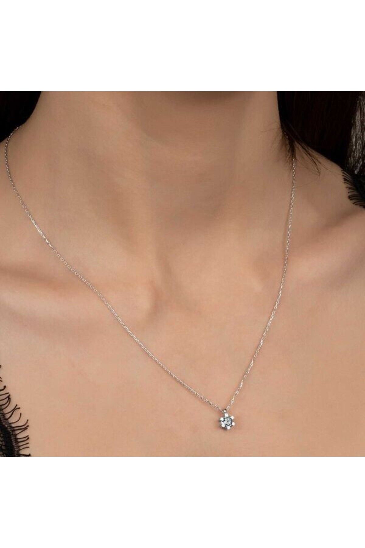 shop Taşlı Tek Taş 925 Ayar Gümüş Kolye