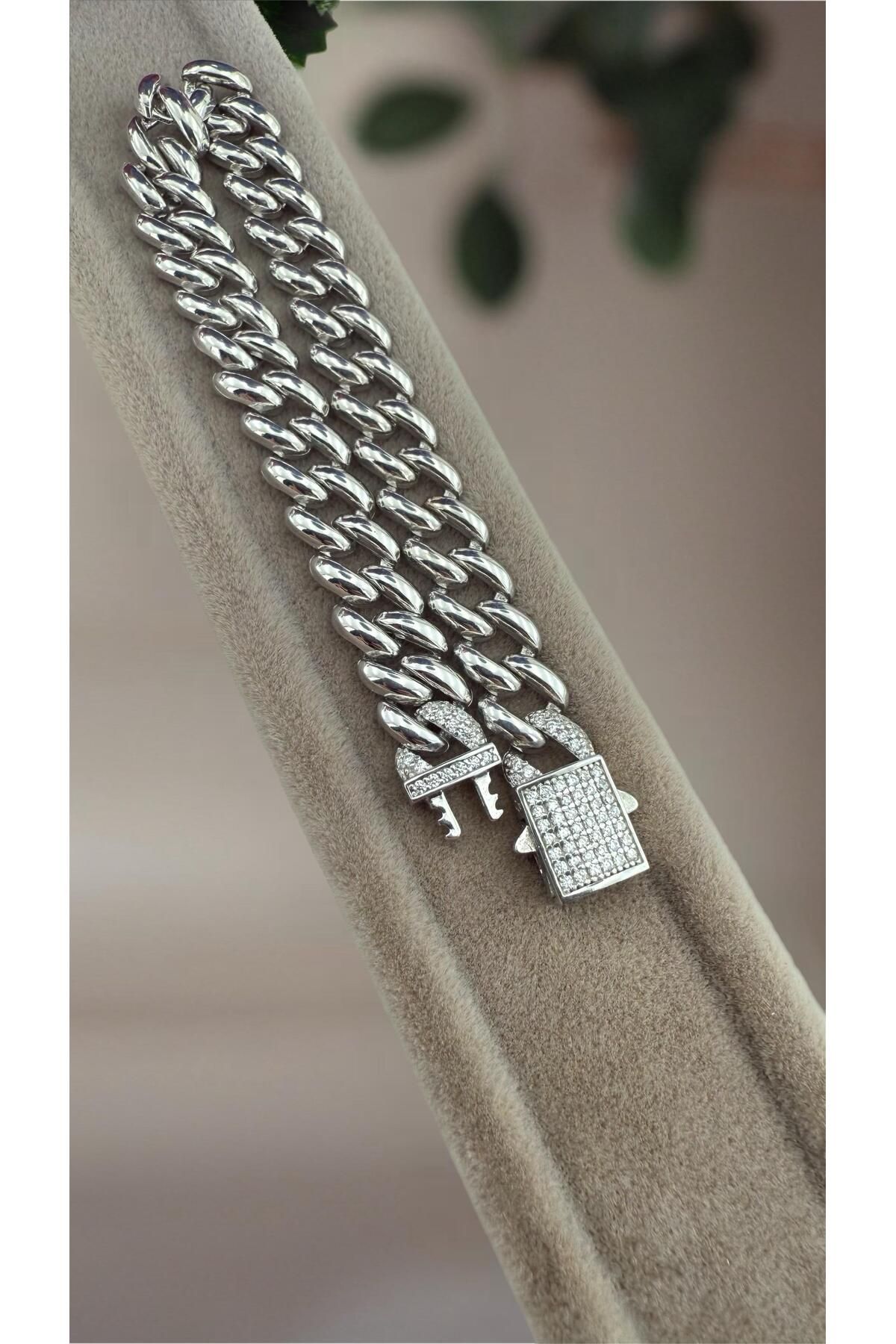 zeyyn silver 925 AYAR GÜMÜŞ GURMET TAŞSIZ BİLEKLİK KİLİT KISMI TAŞLI