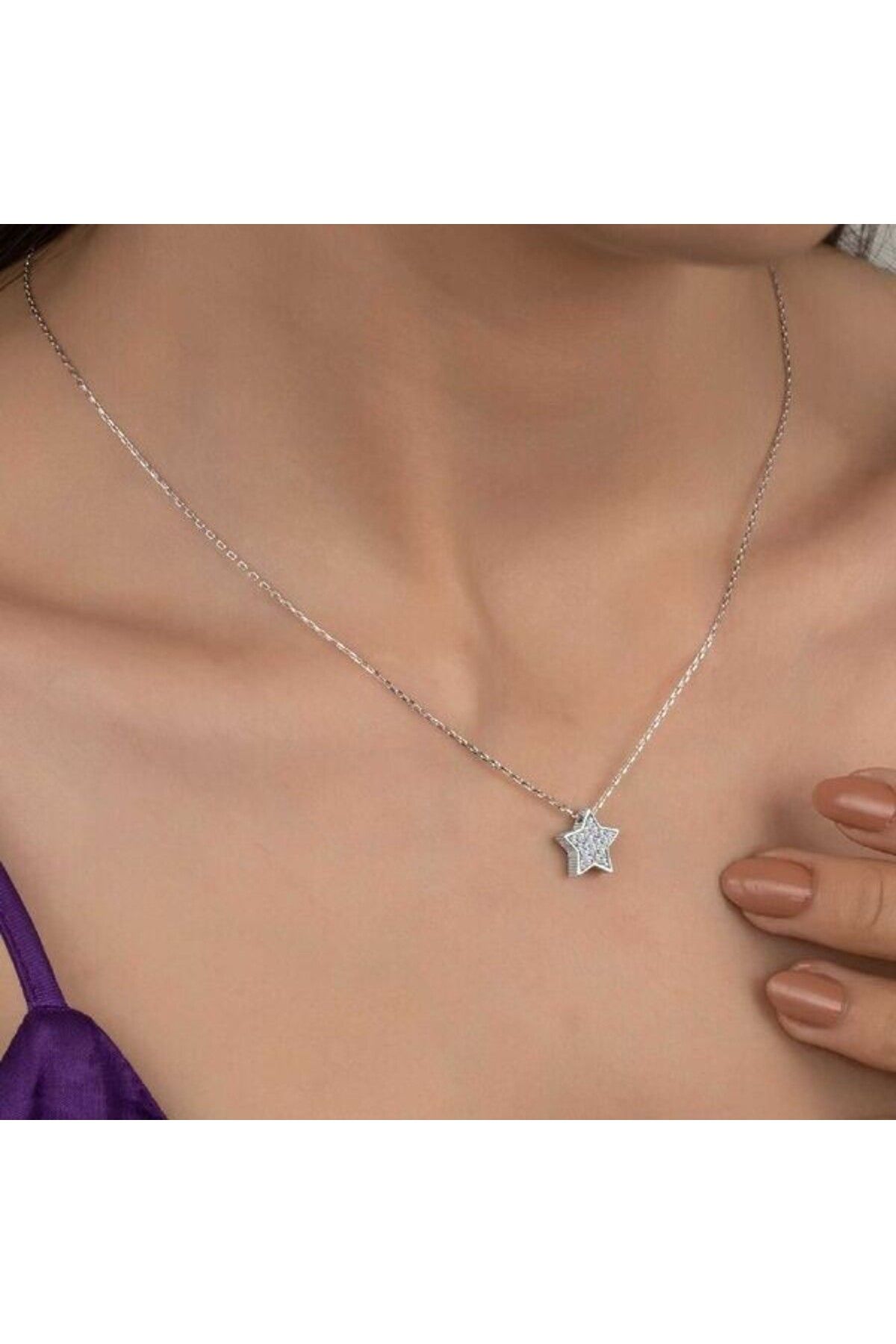 shop Taşlı Yıldız Taş 925 Ayar Gümüş Kolye