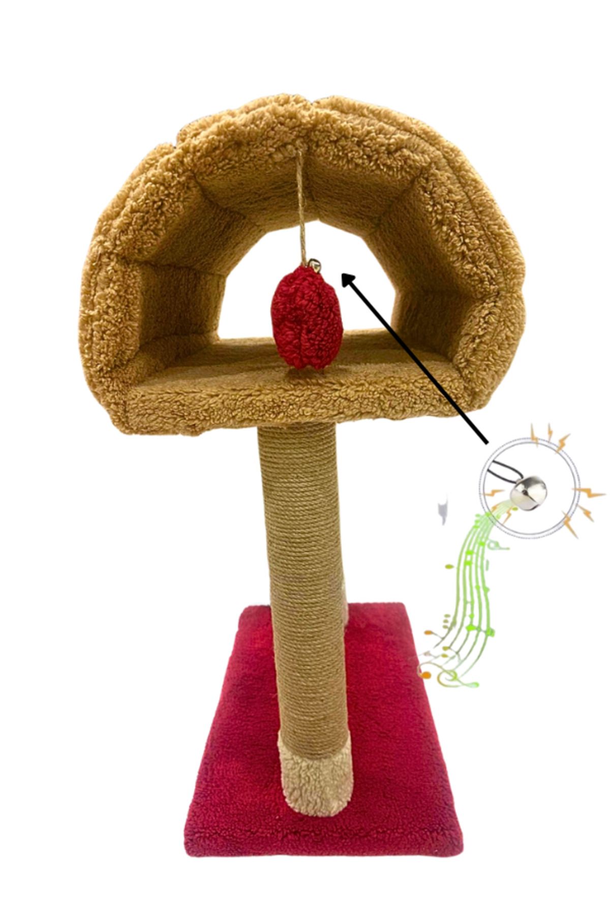 Komano Pontika-Cat Scratching Post and Cat Bed |   Deer Themed |   With Bell and Playground |   Soft and Comfortable 4