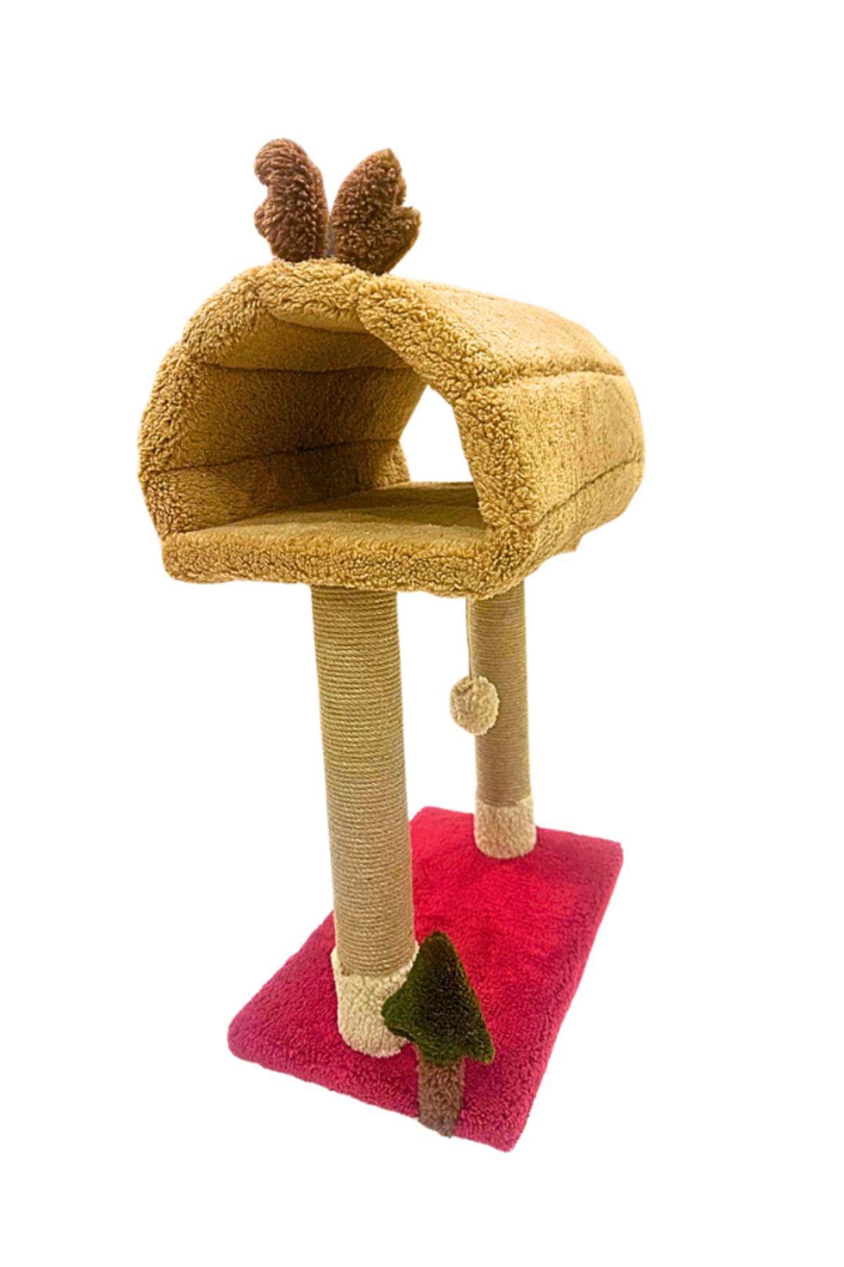 Komano Pontika-Cat Scratching Post and Cat Bed |   Deer Themed |   With Bell and Playground |   Soft and Comfortable 6