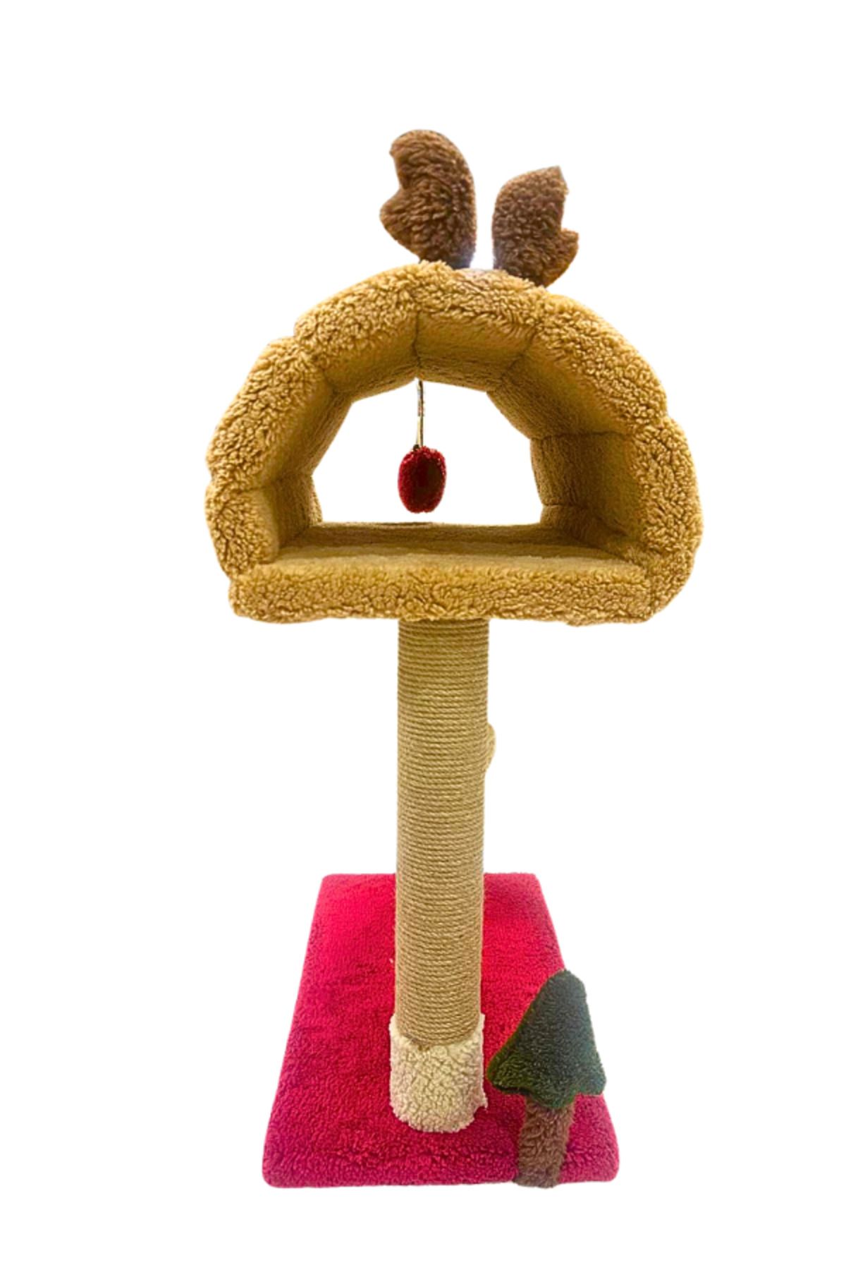 Komano Pontika-Cat Scratching Post and Cat Bed |   Deer Themed |   With Bell and Playground |   Soft and Comfortable 5