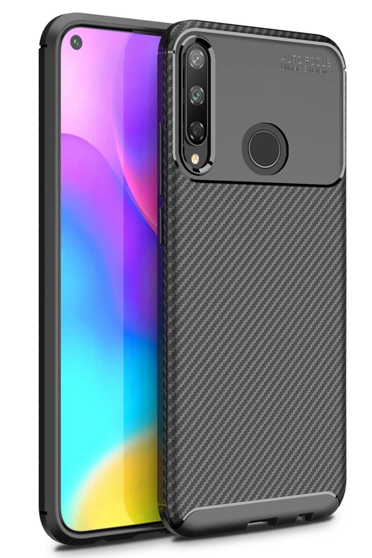 Tilmiz Huawei P40 Lite E Kılıf Auto Focus Karbon Kapak - Siyah