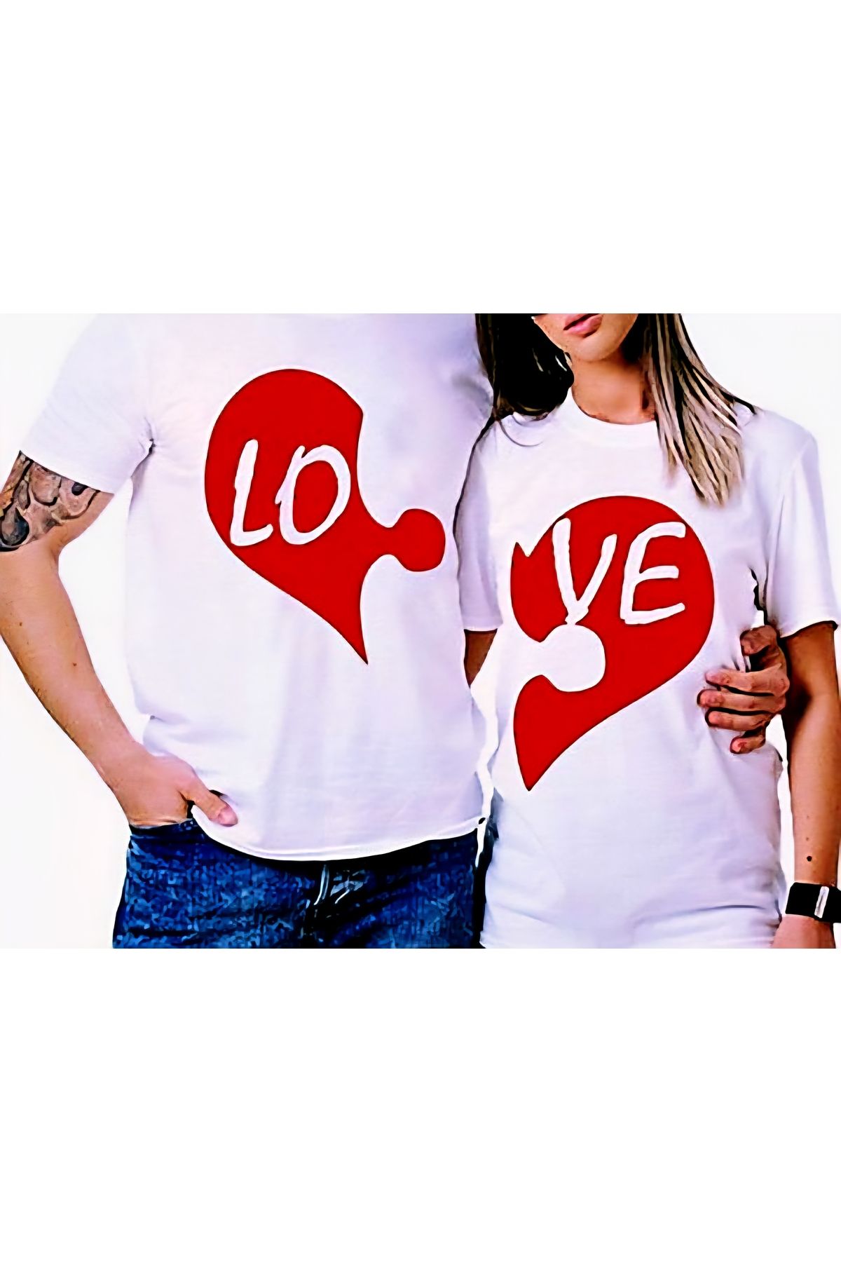 BYGGDESİGN BY GG DESİGN NAKIŞ BASKILI SEVGİLİ & EŞ TSHIRT