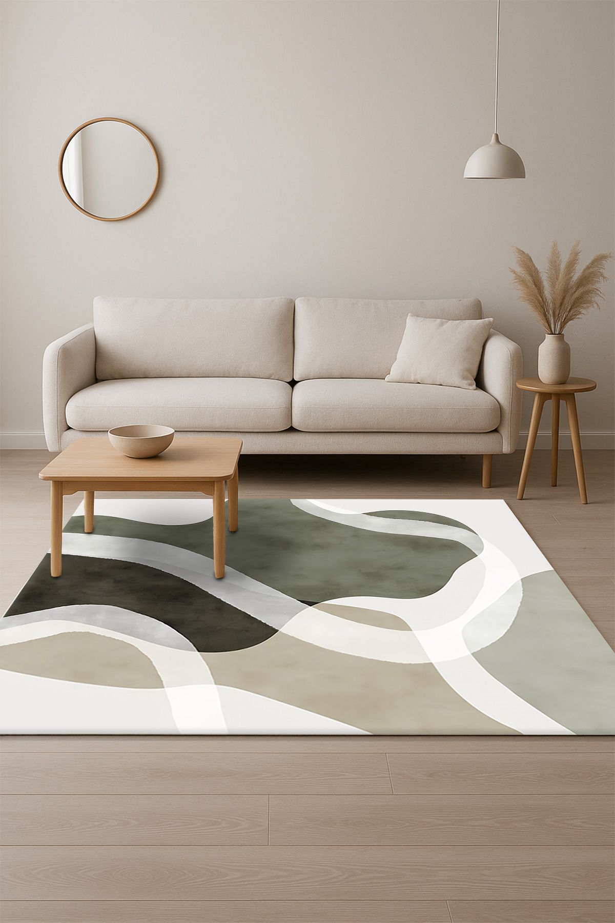 SÜNGERSAN Modern Pastel Renk Tonlarında Kaymaz Yıkanabilir Halı Kaymaz Salon Halısı