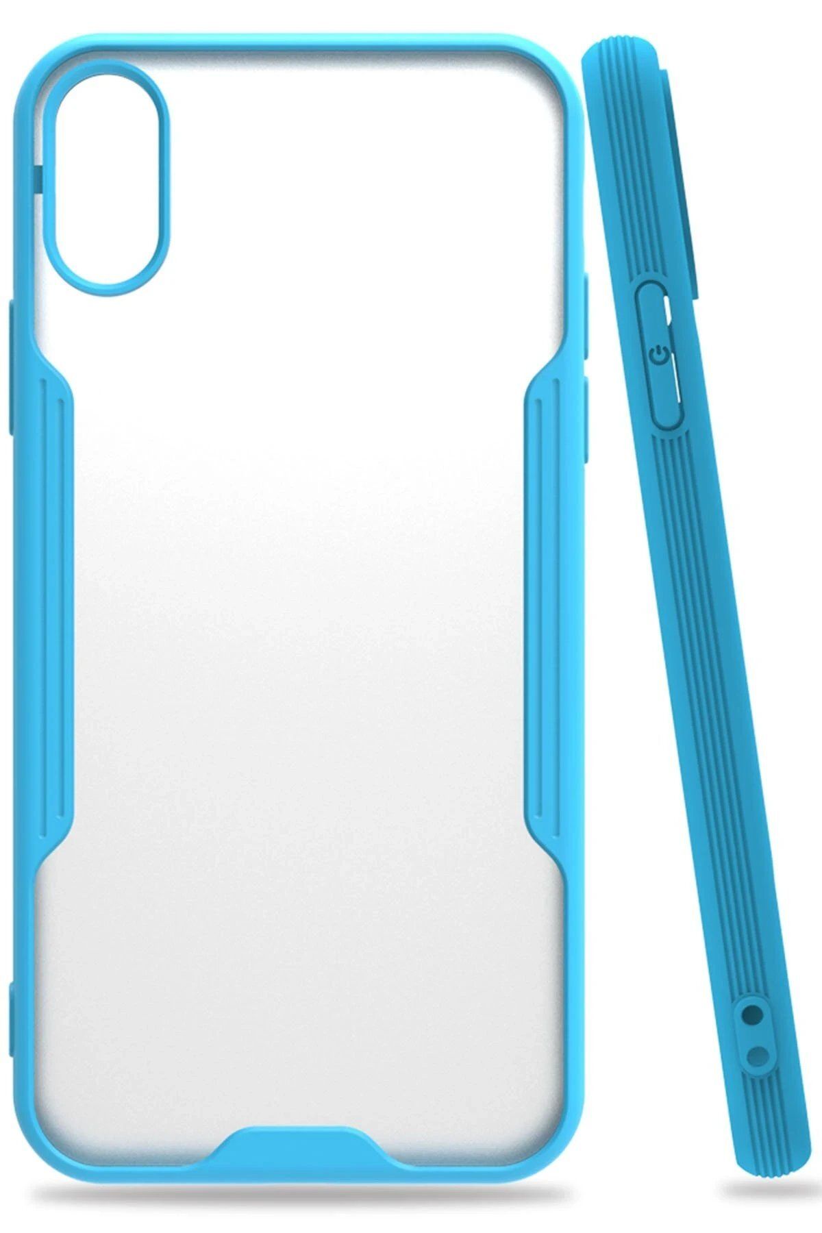 Toptan Bulurum iPhone X Kılıf Platin Silikon - Mavi