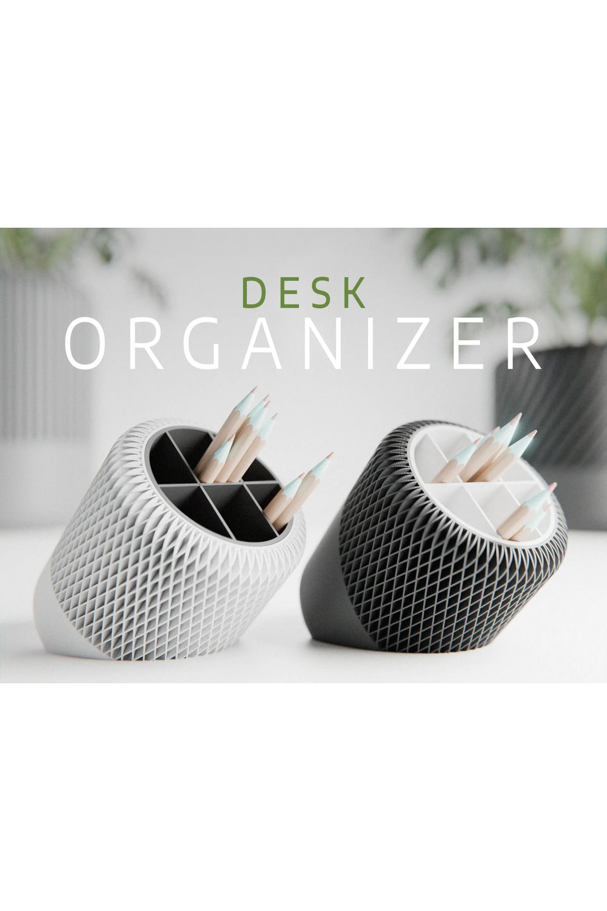 Phigo-2 Pcs Modern Japandi Style Desk Organizer 10 cm – Name Writable Minimalist 3D Printing Organizer 1