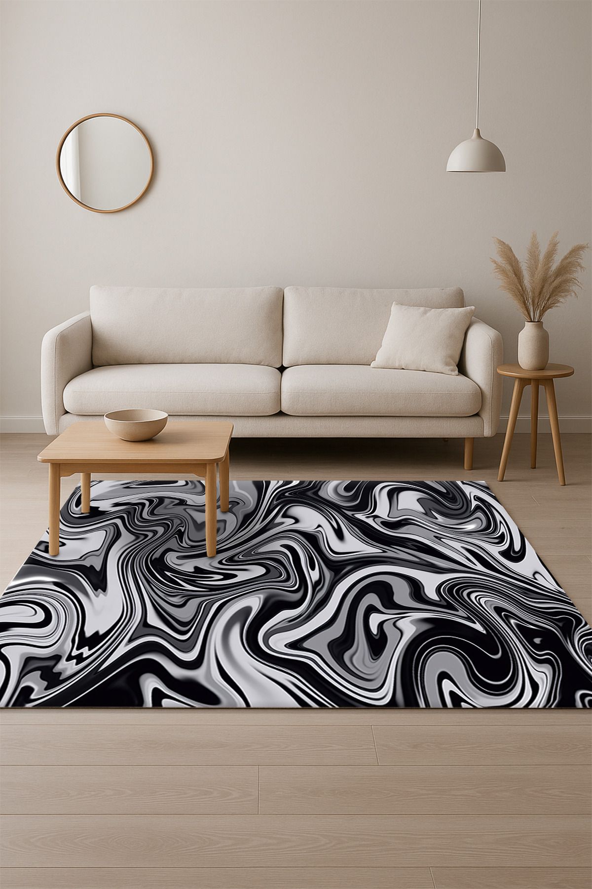 SÜNGERSAN Modern Pastel Renk Tonlarında Kaymaz Yıkanabilir Halı Kaymaz Salon Halısı