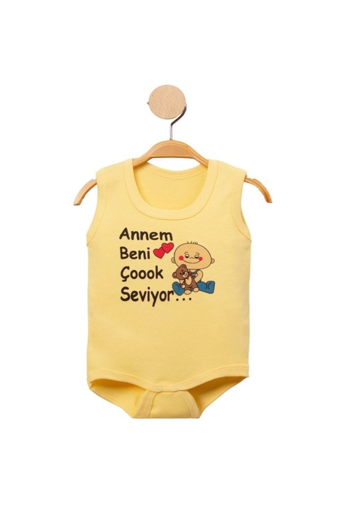 minisoft Annem Beni Çoook Seviyor Yazılı Çıt Çıtlı Atlet Body-Zıbın