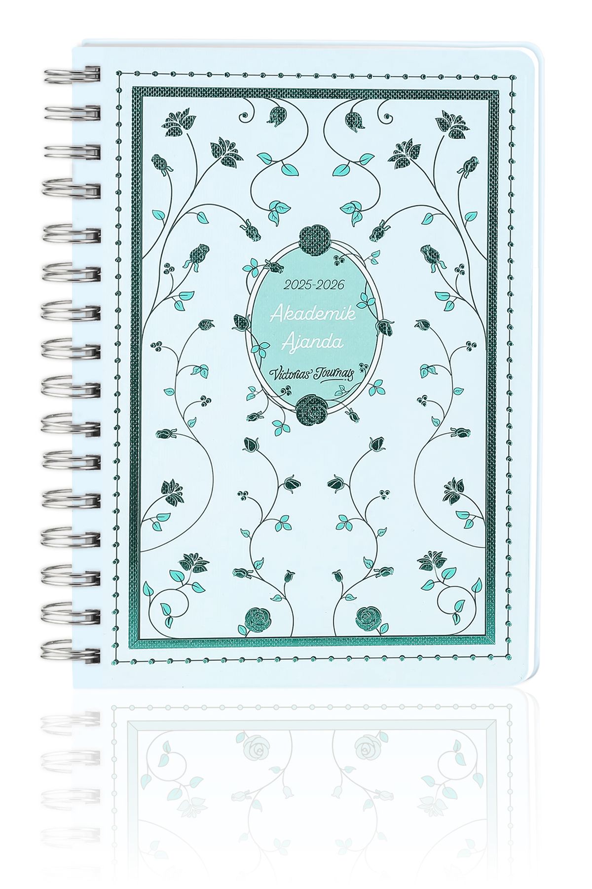 Victoria's Journals Akademik Ajanda-2025–2026 | A5 | Spiralli | Sert Kapak | Ivory 100 gr. | Mint Grace