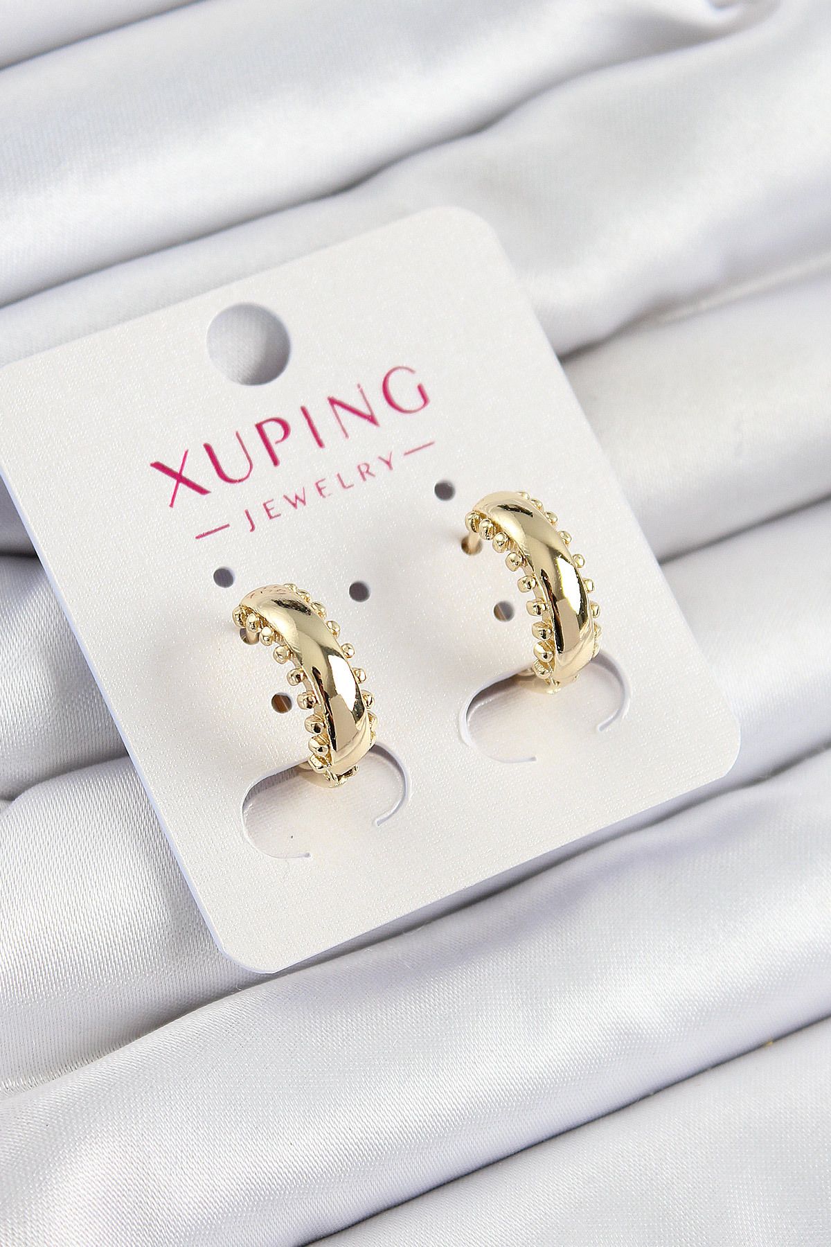 AfraBeauty Xuping Pirinç Gold Çit Halka Kadın Küpe | Günlük Şıklık,
