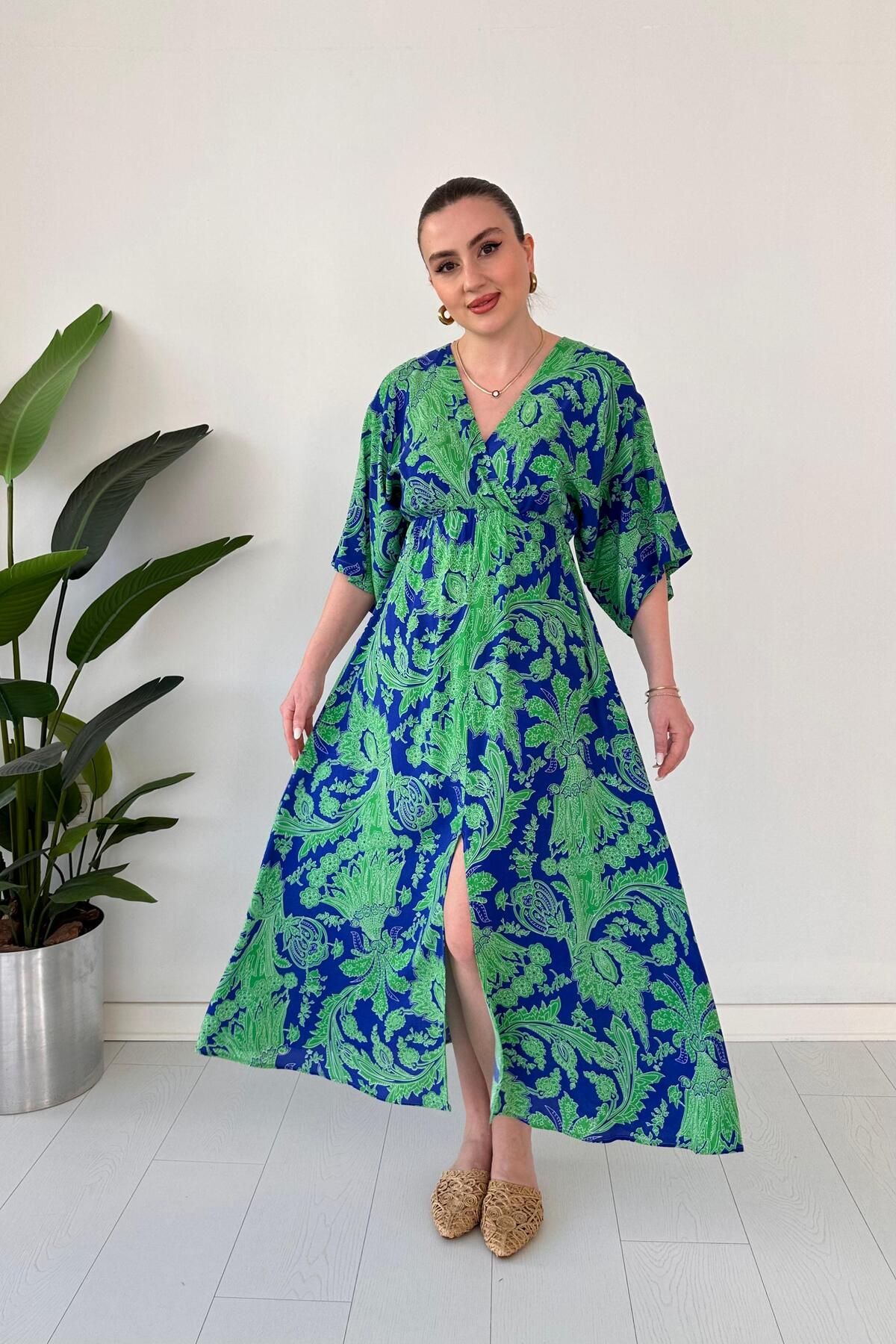 MaziButik Şal Yarasa Elbise Mavi