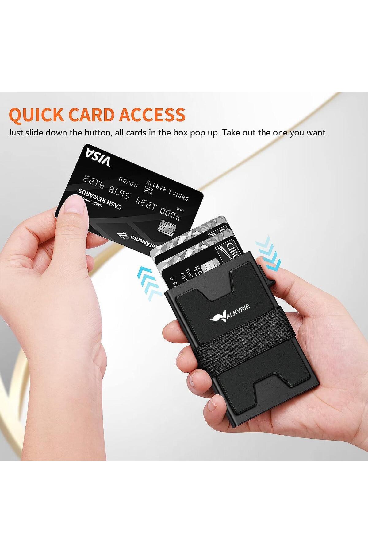 valkyrie  Akıllı Mekanizmalı Minimalist Karbon Fiber Kasa RFID Korumalı Cüzdan Kredi Kartlık 15 Kart - Görsel 6
