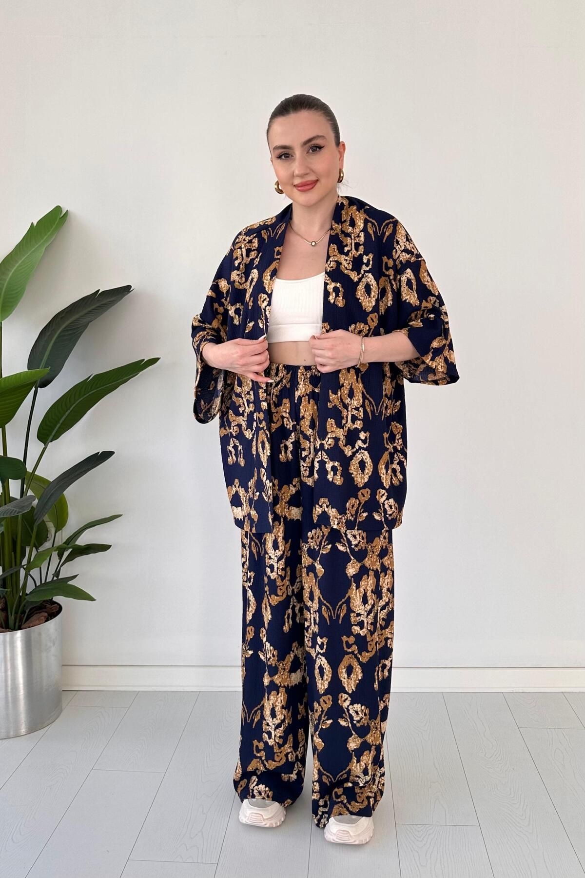 MaziButik Motif Gofre Takım Lacivert