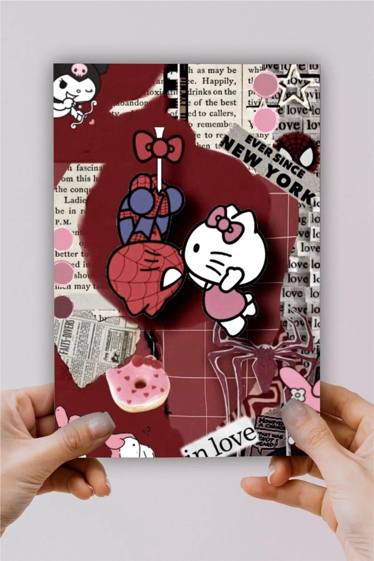 SARANG A5 Defter -Kolaj Hello & Spide Baskılı Çizgisiz Defter