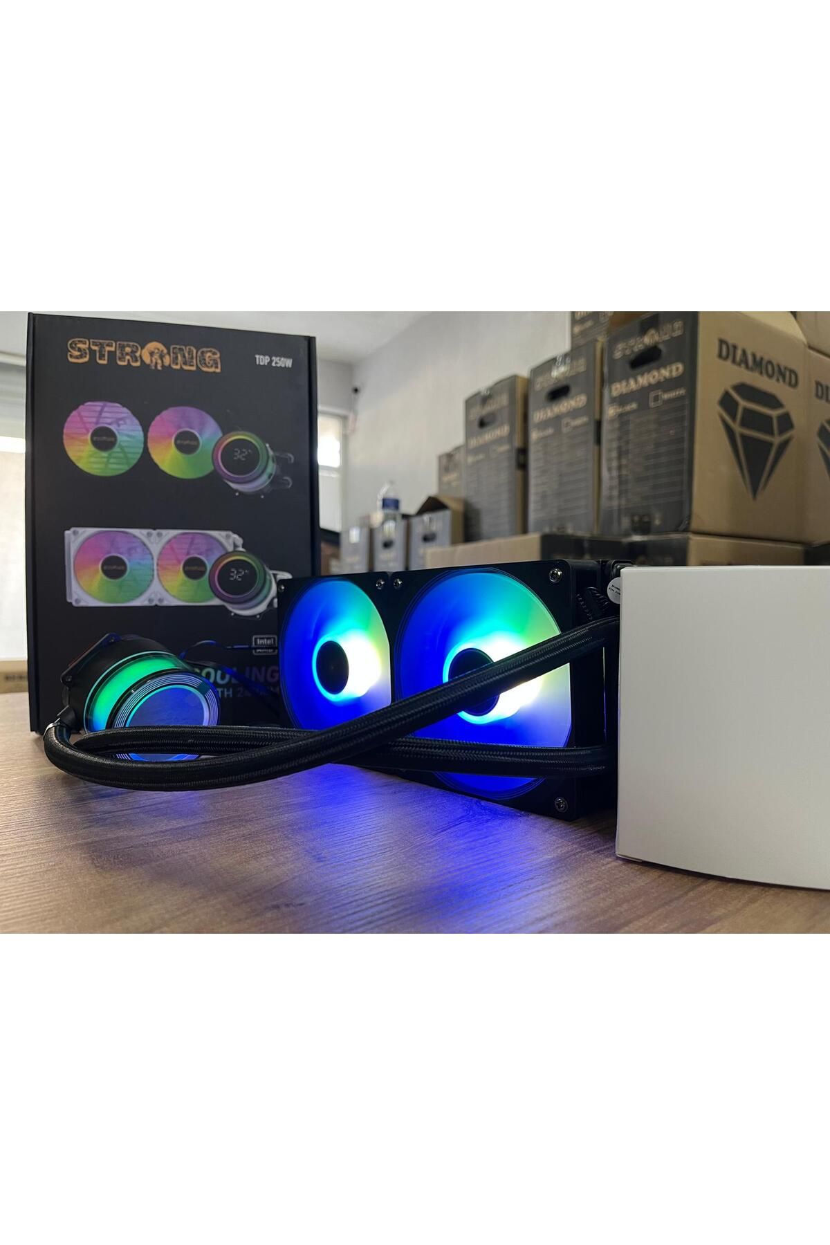 Strong Snowland Rebirth 240mm Sıvı soğutucu Siyah Isı Göstergeli RGB Liqued Cooler