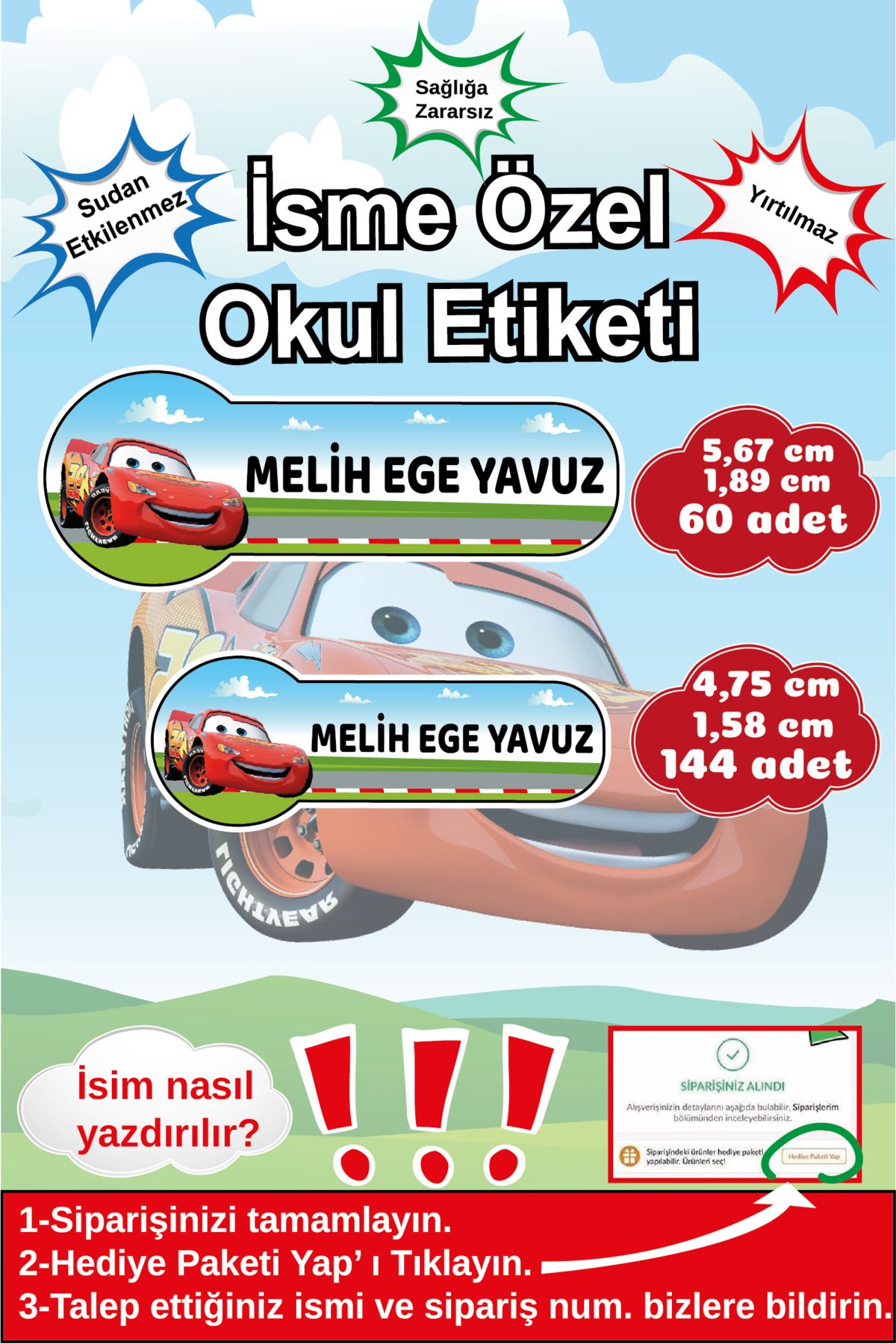 Ayza Tasarım Kalem Defter Kitap Etiketi İsim Etiketi Kişiye Özel Yapışkanlı Erkek Çocuk Okul Etiketi Kırtasiye