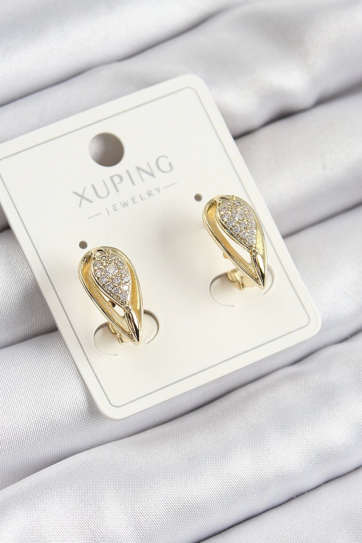 Clariss Xuping Zirkon Taşlı Damla Model Gold Renk Kadın Küpe