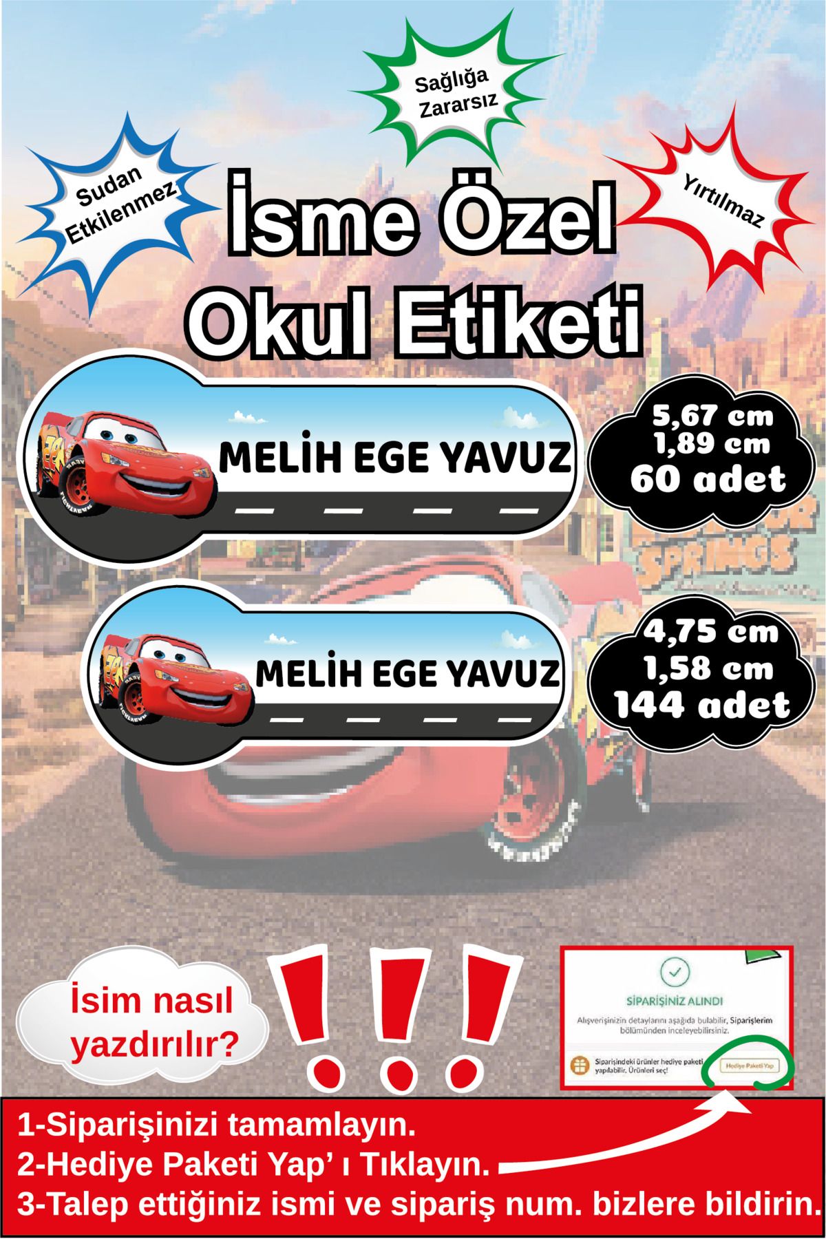 Ayza Tasarım Kalem Defter Kitap Etiketi İsim Etiketi Kişiye Özel Yapışkanlı Erkek Çocuk Okul Etiketi Kırtasiye