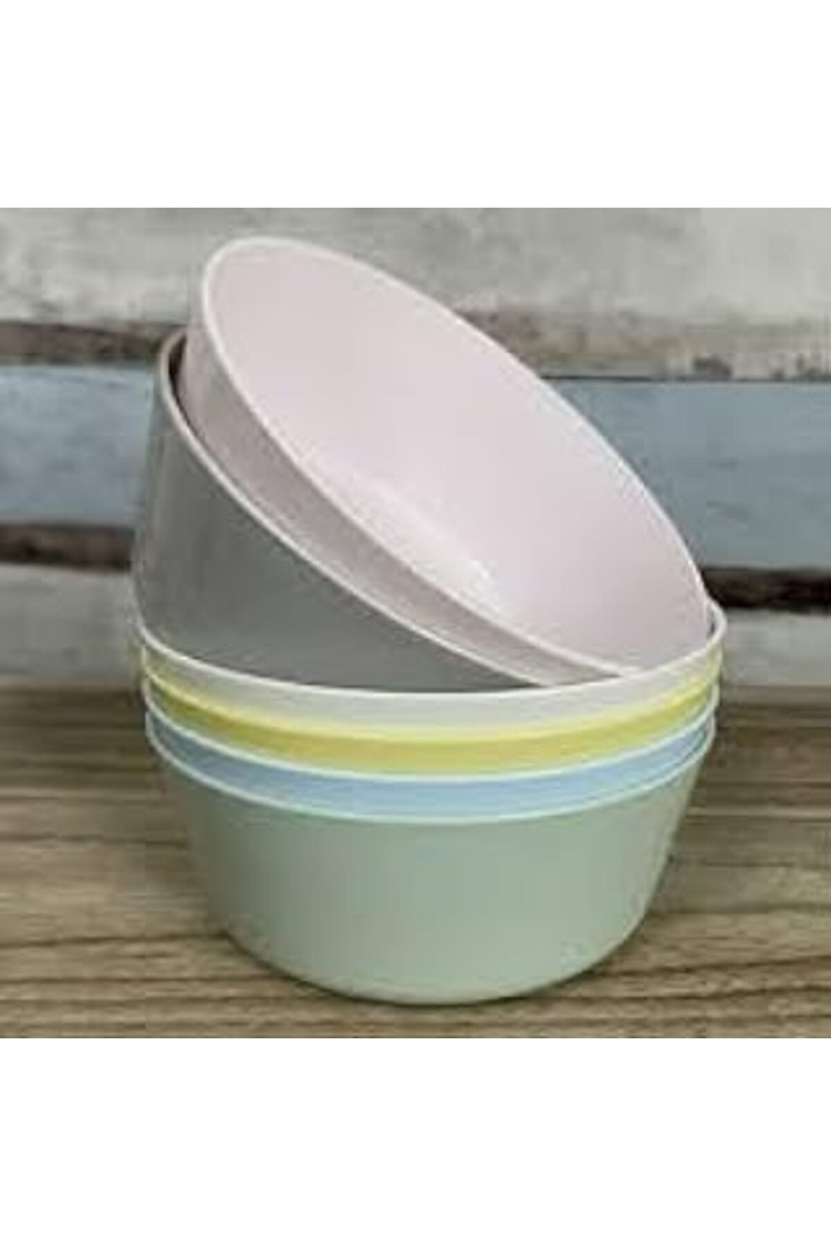 Mu Art Ahşap 204.613.78 Kalas 6'Lı Paket Plastik Kase Tabağı Çok Renkli Pastel