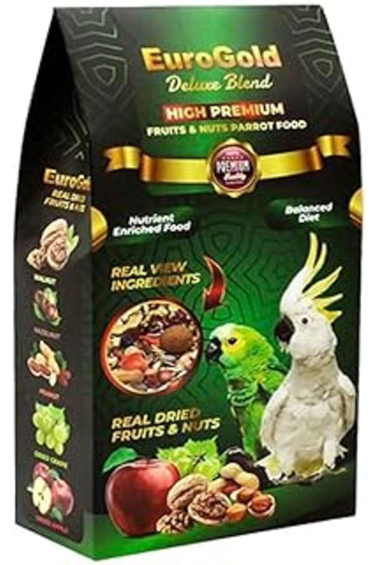 Mu Art Ahşap Eurogold Deluxe Blend Fruits&Nuts Meyveli Ve Kuruyemişli Papağan Yemi, 650 Gr