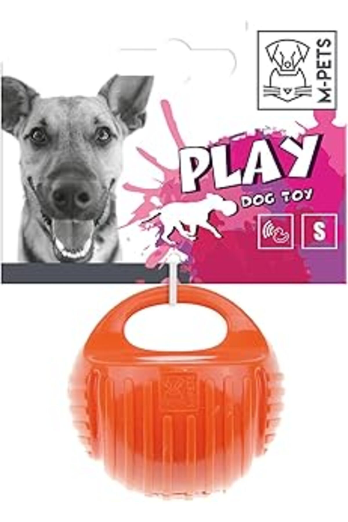 Mu Art Ahşap M-Pets Arco Top Kauçuk Köpek Oyuncağı S Turuncu