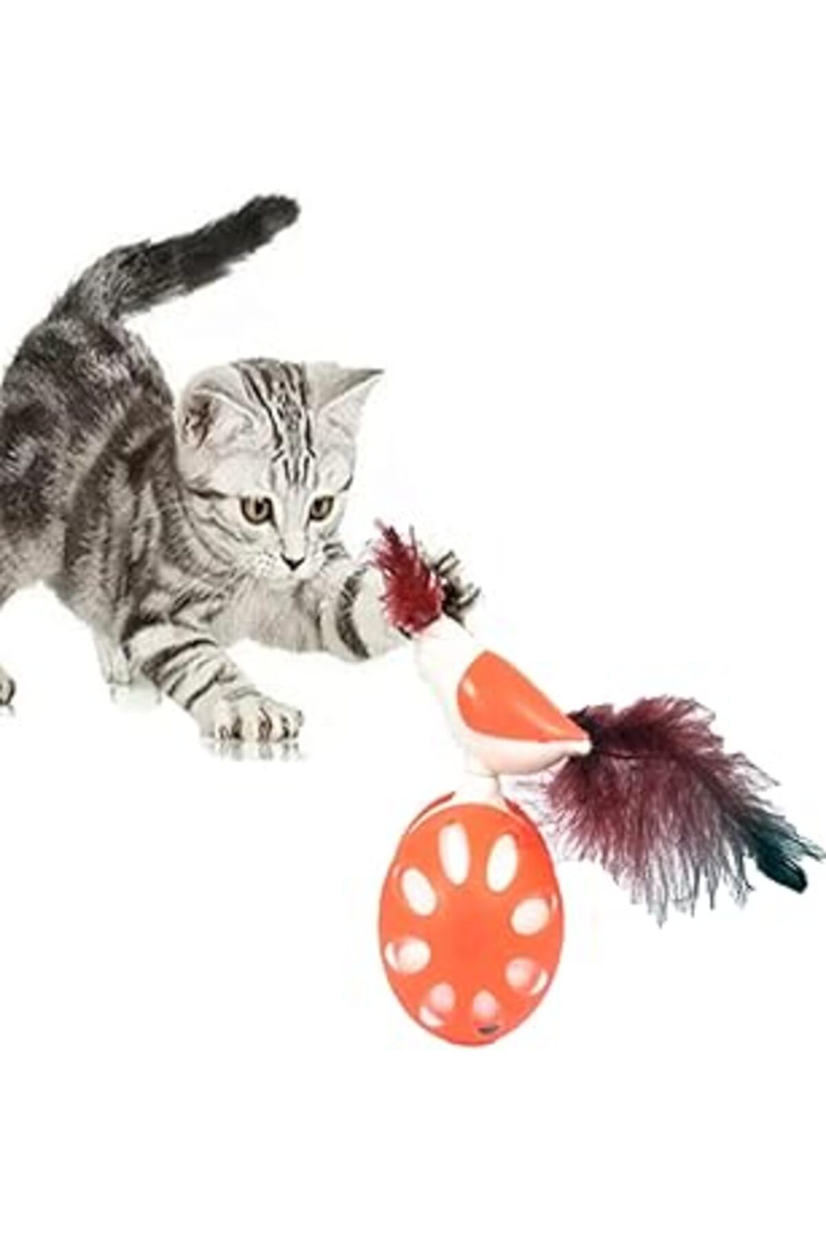Mu Art Ahşap Tineke Tekerlekli Haciyatmaz Kuş Kedi Oyuncaği 1 Adet (TURUNCU)