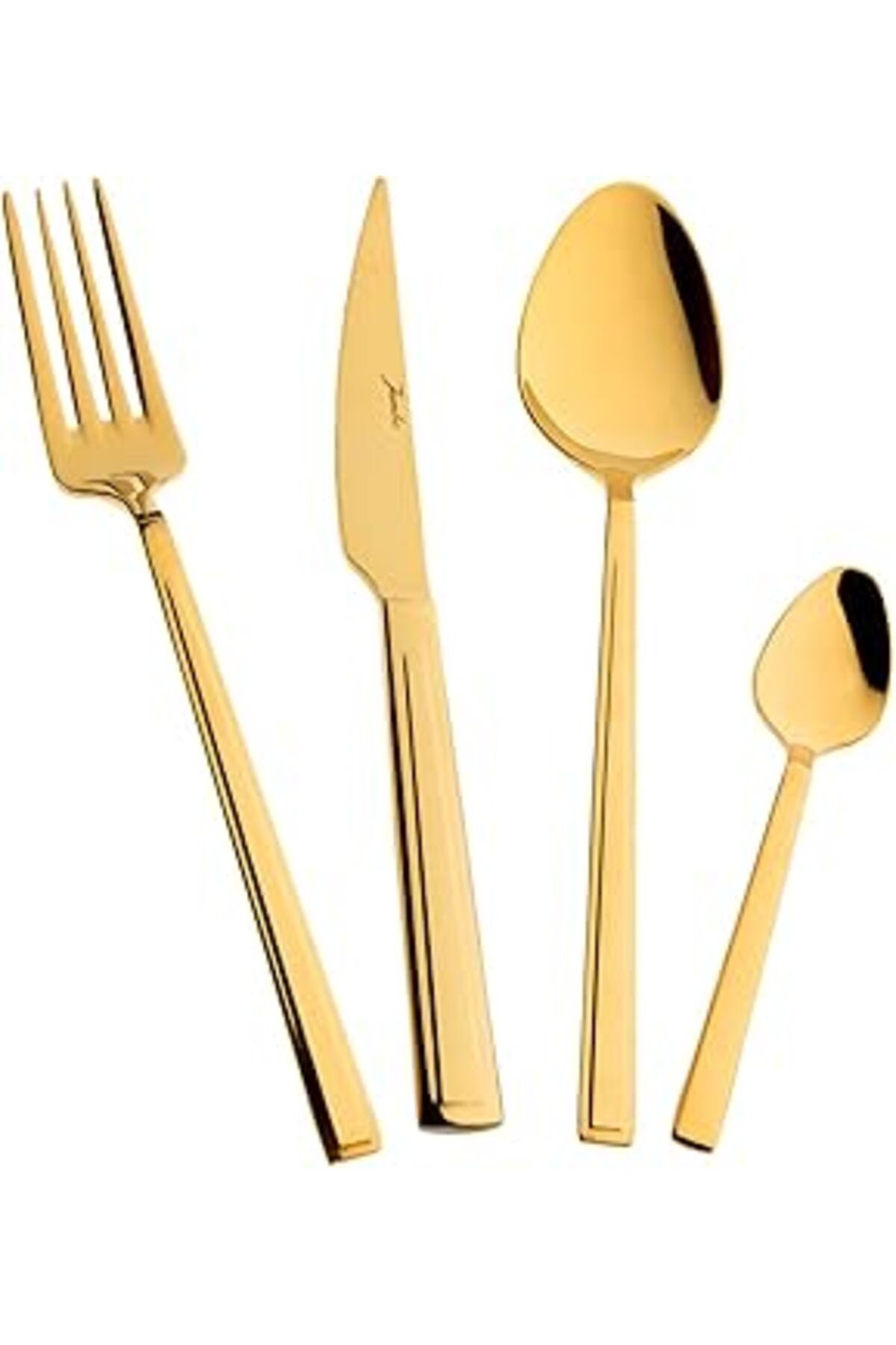 Mu Art Ahşap Jumbo Athena 6 Kişilik 24 Parça Titanyum Gold Tatlı Çatal Kaşık Bıçak Takımı