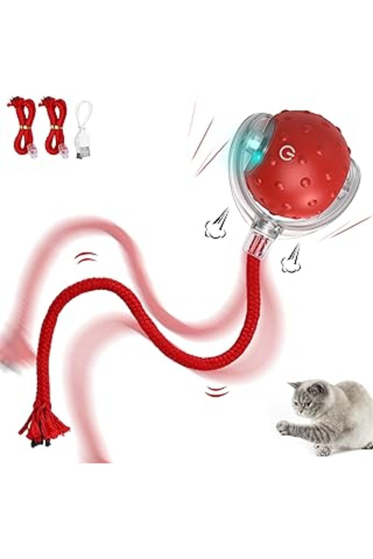 ASİTAN Iokheira Etkileşimli Kedi Topu Oyuncağı | Otomatik Elektrikli & Şarjlı | Düzensiz Hareket Eden Akıl