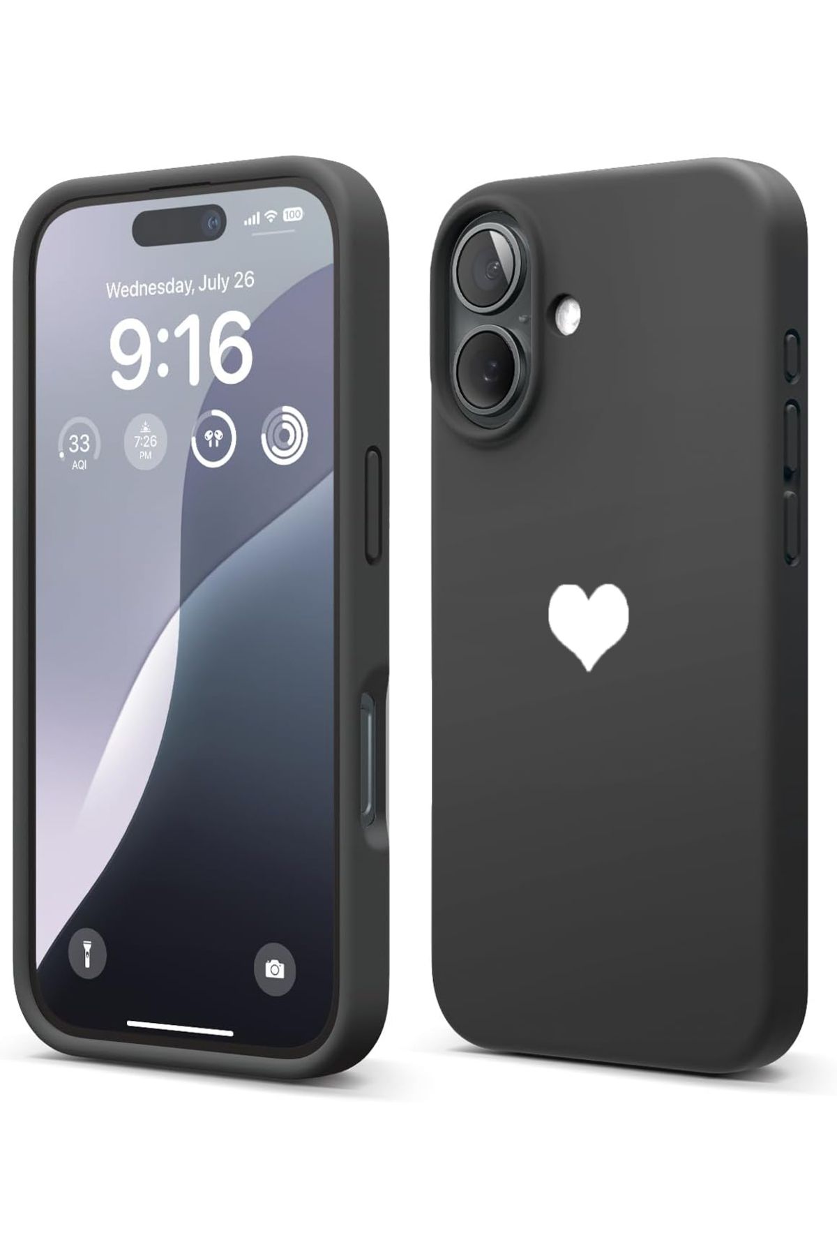 Aksesuarkolic iPhone 16 Plus İçin Kalp Logolu İçi Kadife Silikon Kılıf