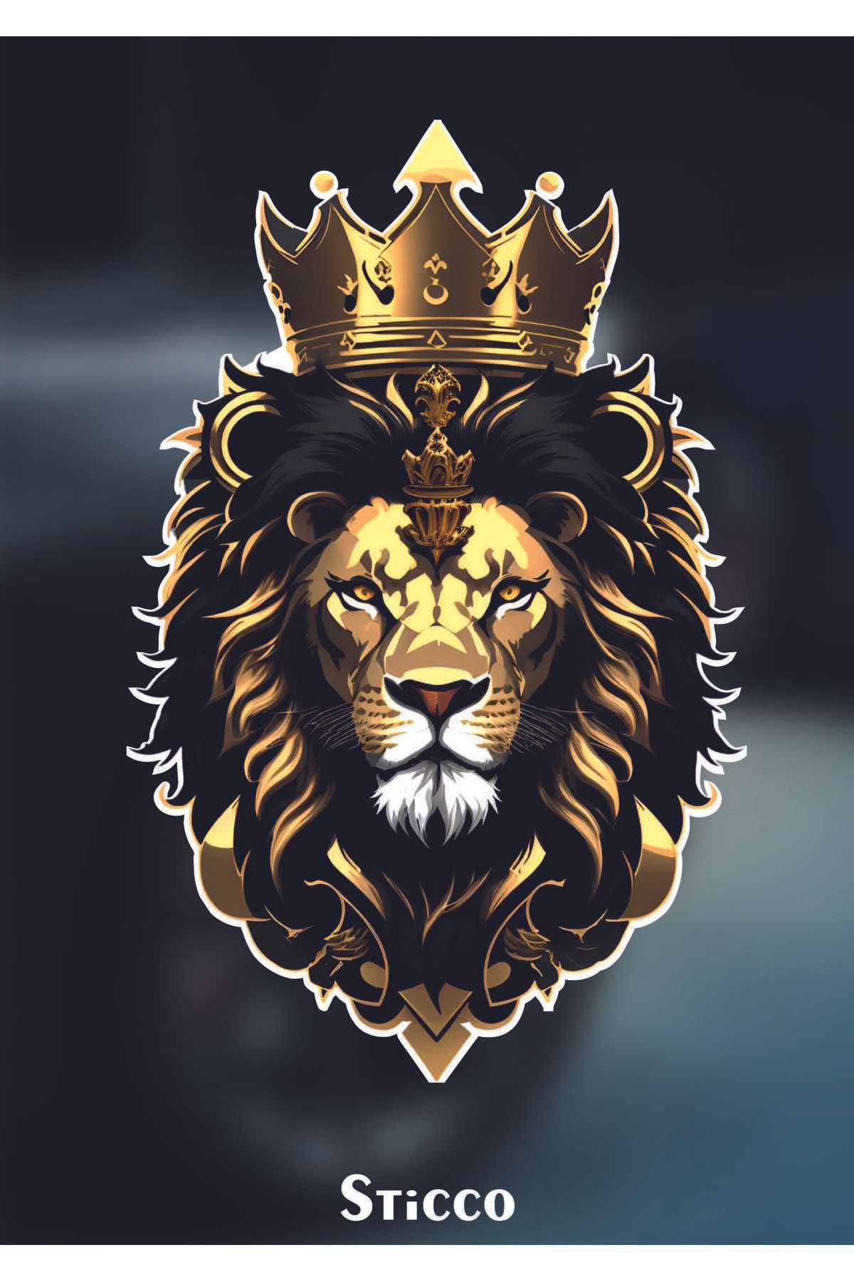 Sticco Ormanlar kralı Aslan Sticker - Araba, Motorsiklet, Kask, Laptop, Cam Sticker 14x9 Cm