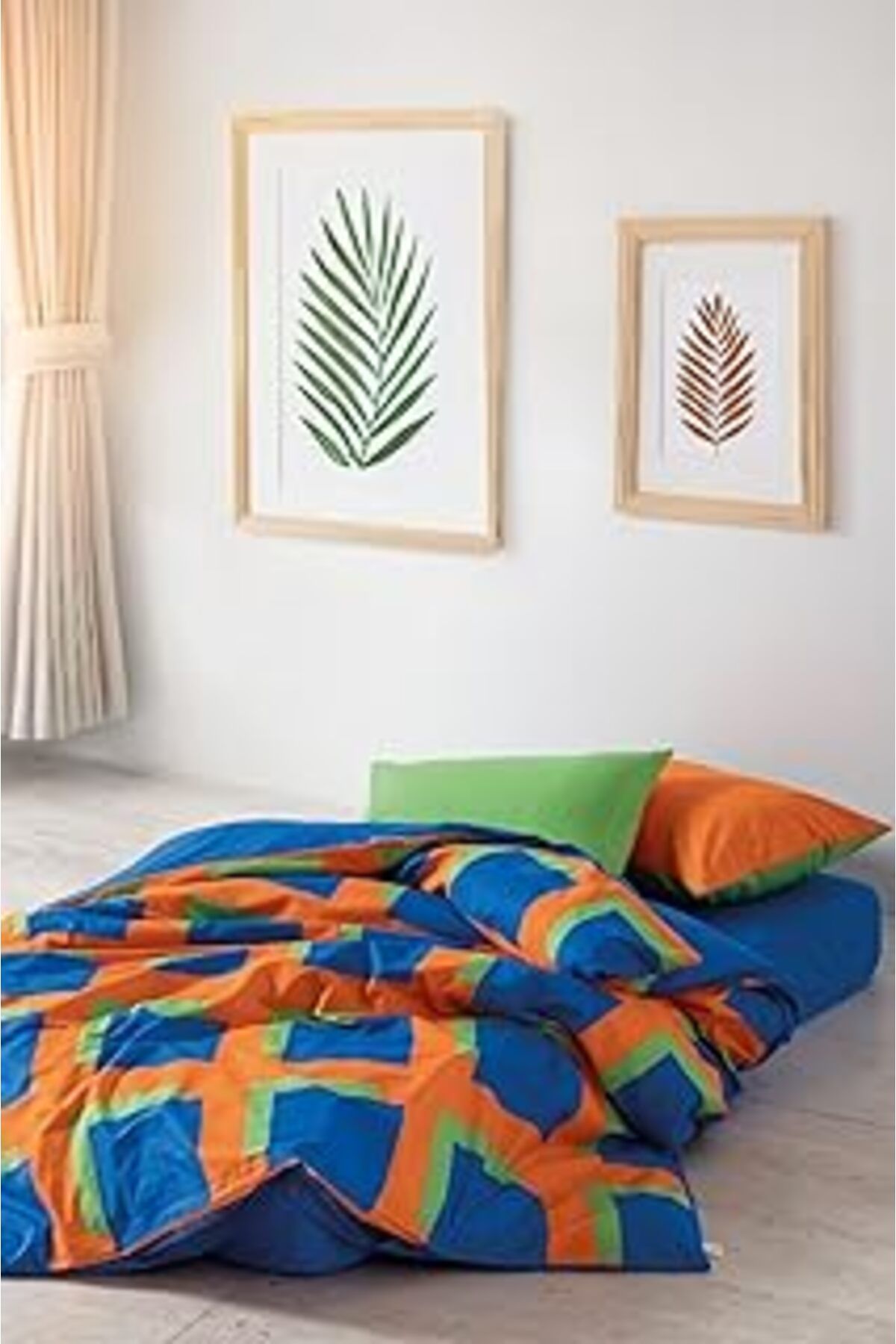 Qedii Cozy Home Popping Colors Tek Kişilik Lastikli Çarşaflı Nevresim Takımı Venus Mavi