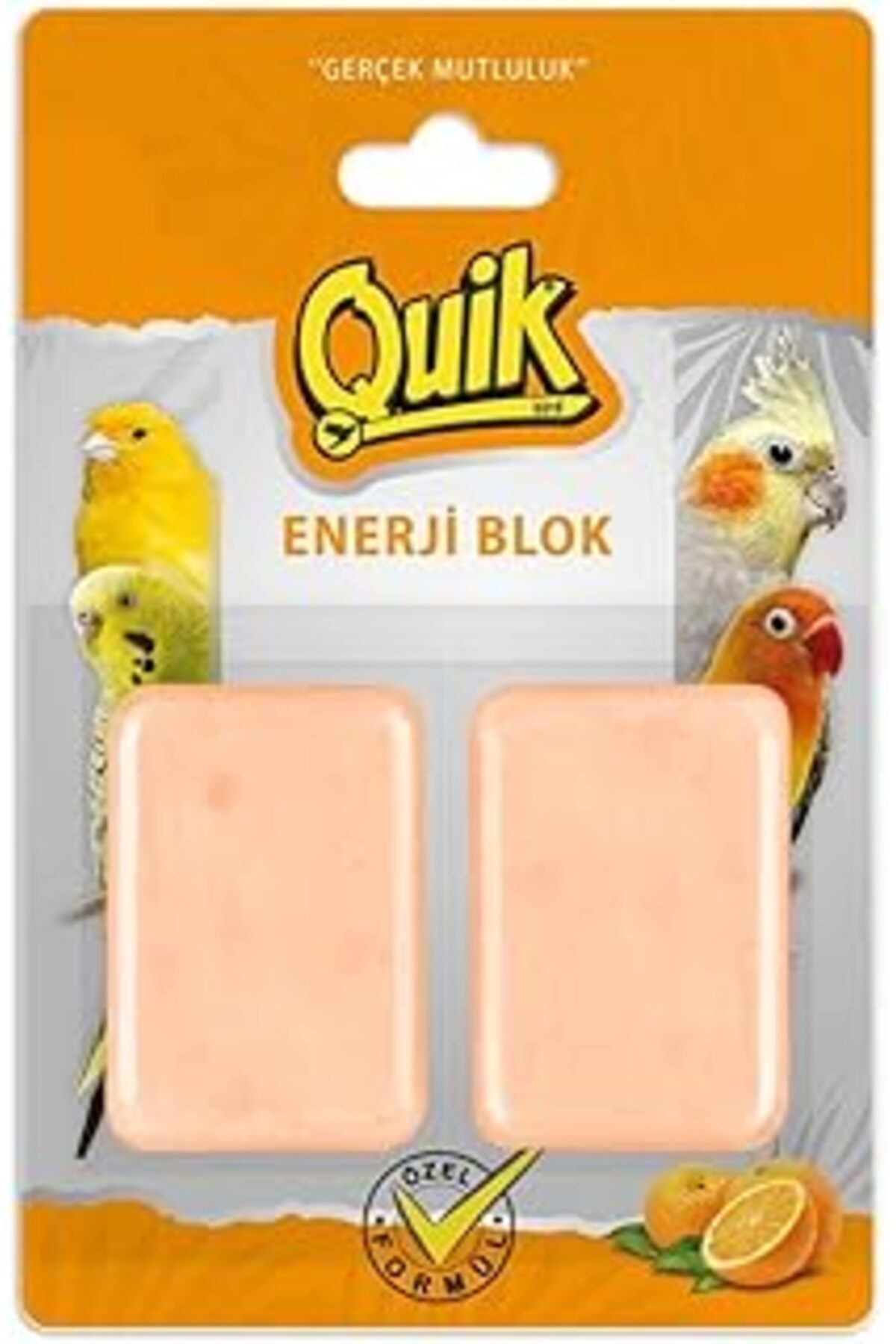Mu Art Ahşap Quik Kuşlar İçin Enerji Bloğu, Portakallı, 2'Li