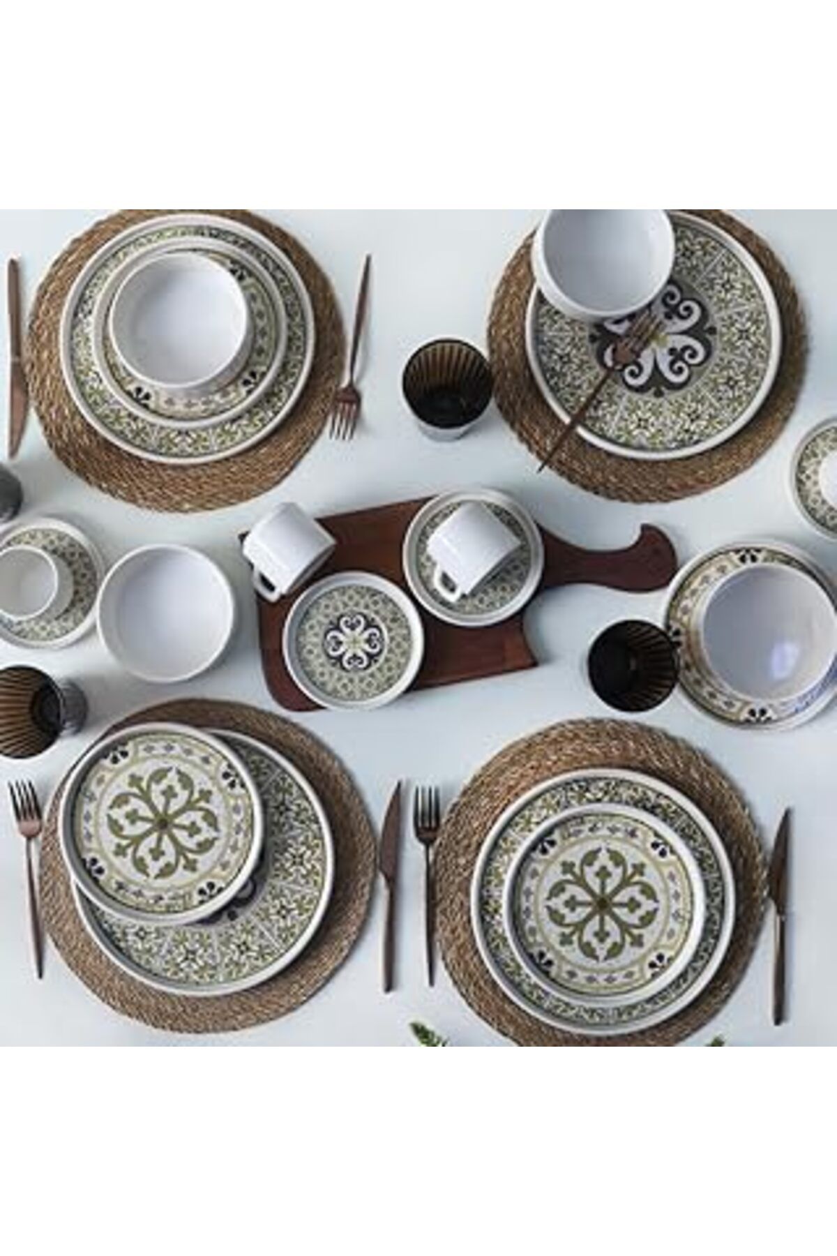 Mu Art Ahşap Keramika Timeless Brown Stackable Yemek/Kahvaltı Takımı 20 Parça 4 Kişilik 21972-73