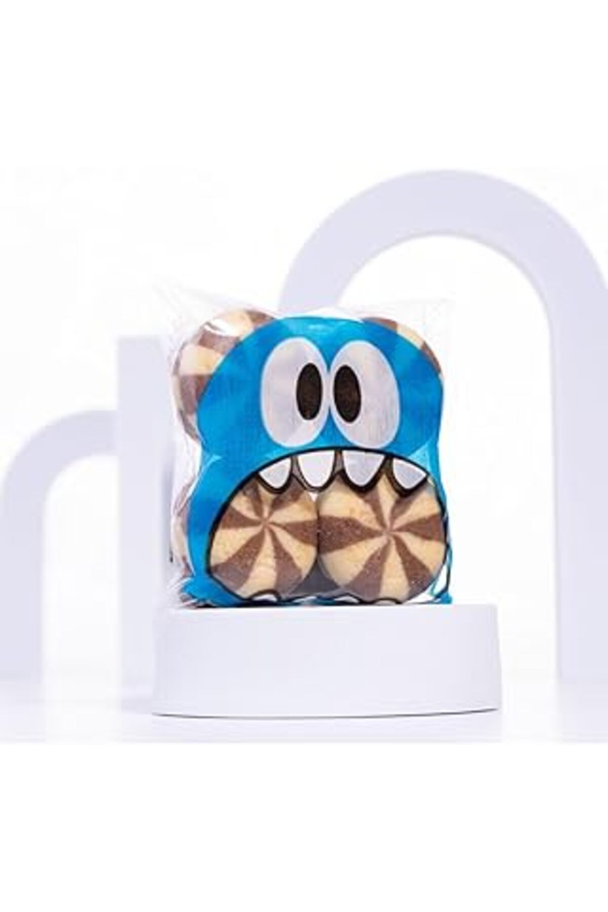 ASİTAN Bimotif Mavi Canavar Desenli Bantlı Cake Pops Ve Kurabiye Poşeti, 10X15 Cm 25 Adet