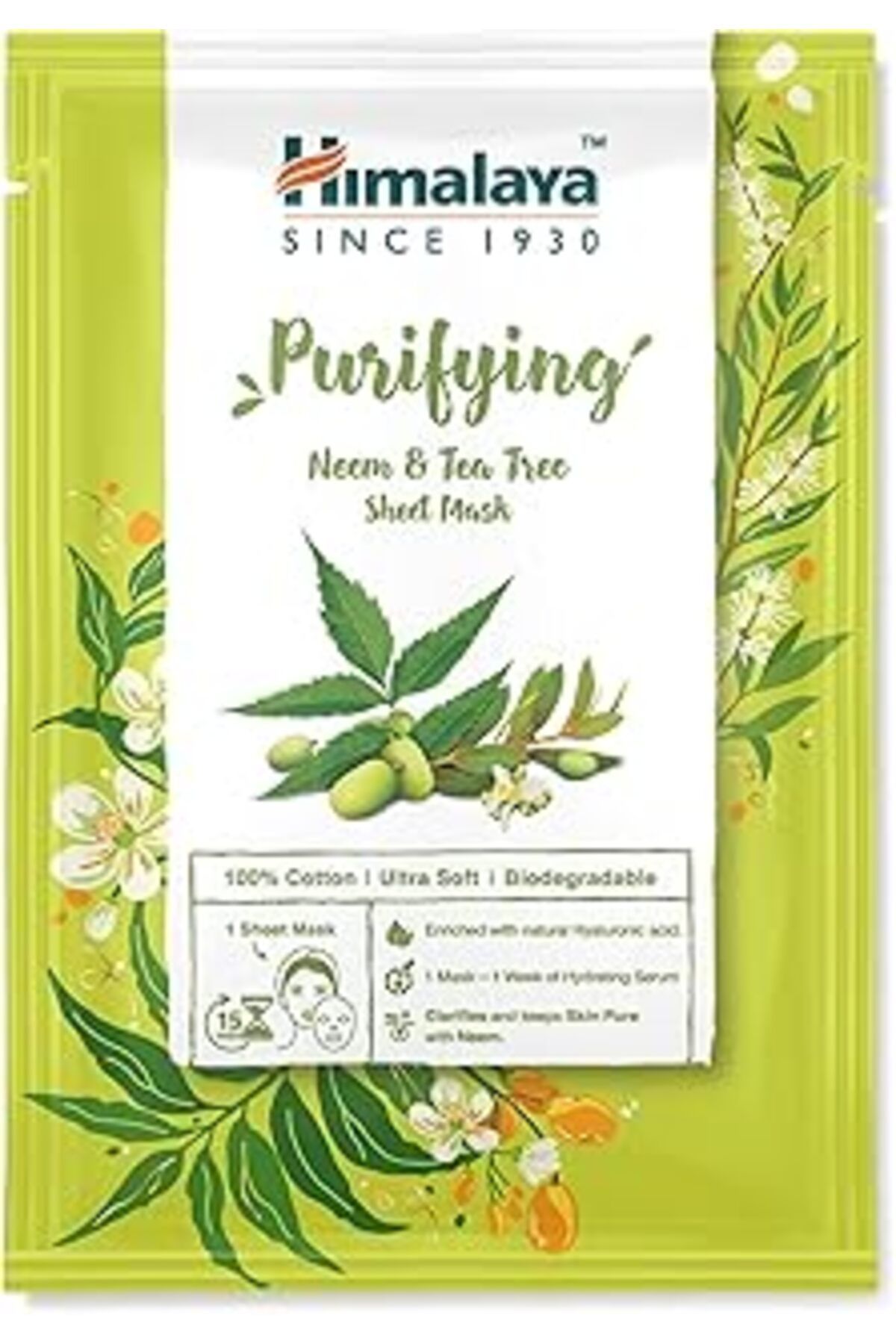 ASİTAN Himalaya Arındırıcı Kağıt Maske, Neem, Çay Ağacı, Hyaluronic Acid,%100 Pamuk, Geri Dönüştürülebilir