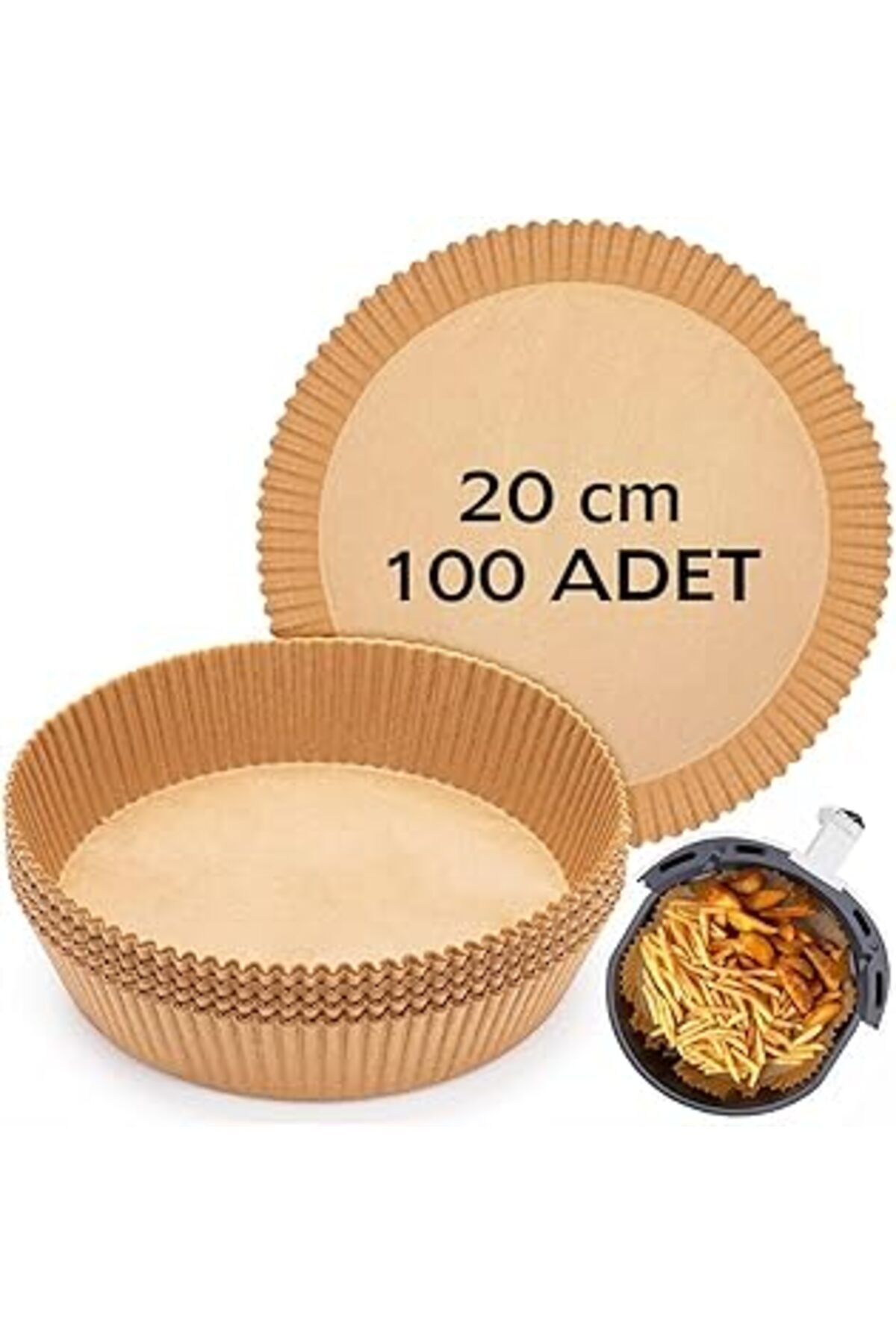 ASİTAN Kanji 100 Adet Air Fryer Pişirme Kağıdı 20 Cm – Tek Kullanımlık, Yapışmaz, Yağ Geçirmez, Yuvarlak T