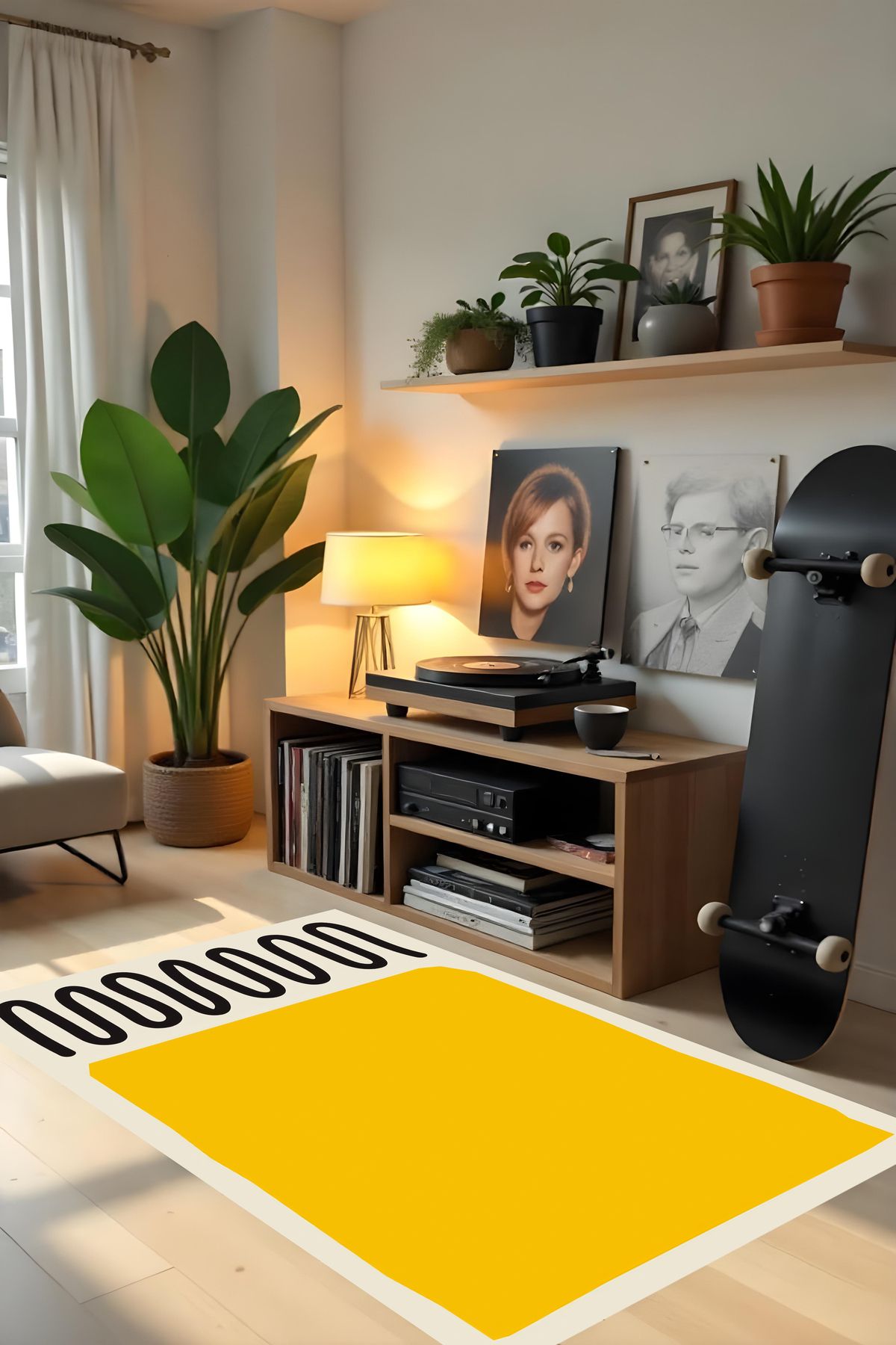 Liriya Dijital Baskı Bohem Tarz Kaymaz Taban Leke Tutmaz Makinada Yıkanabilir Salon Halısı ve Yolluk