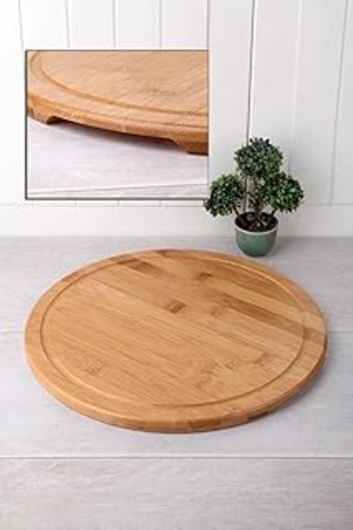 ASİTAN Bambu 30 Cm Yuvarlak Pasta Pizza Bambu Servis Sunum Tabağı Kahvaltılık