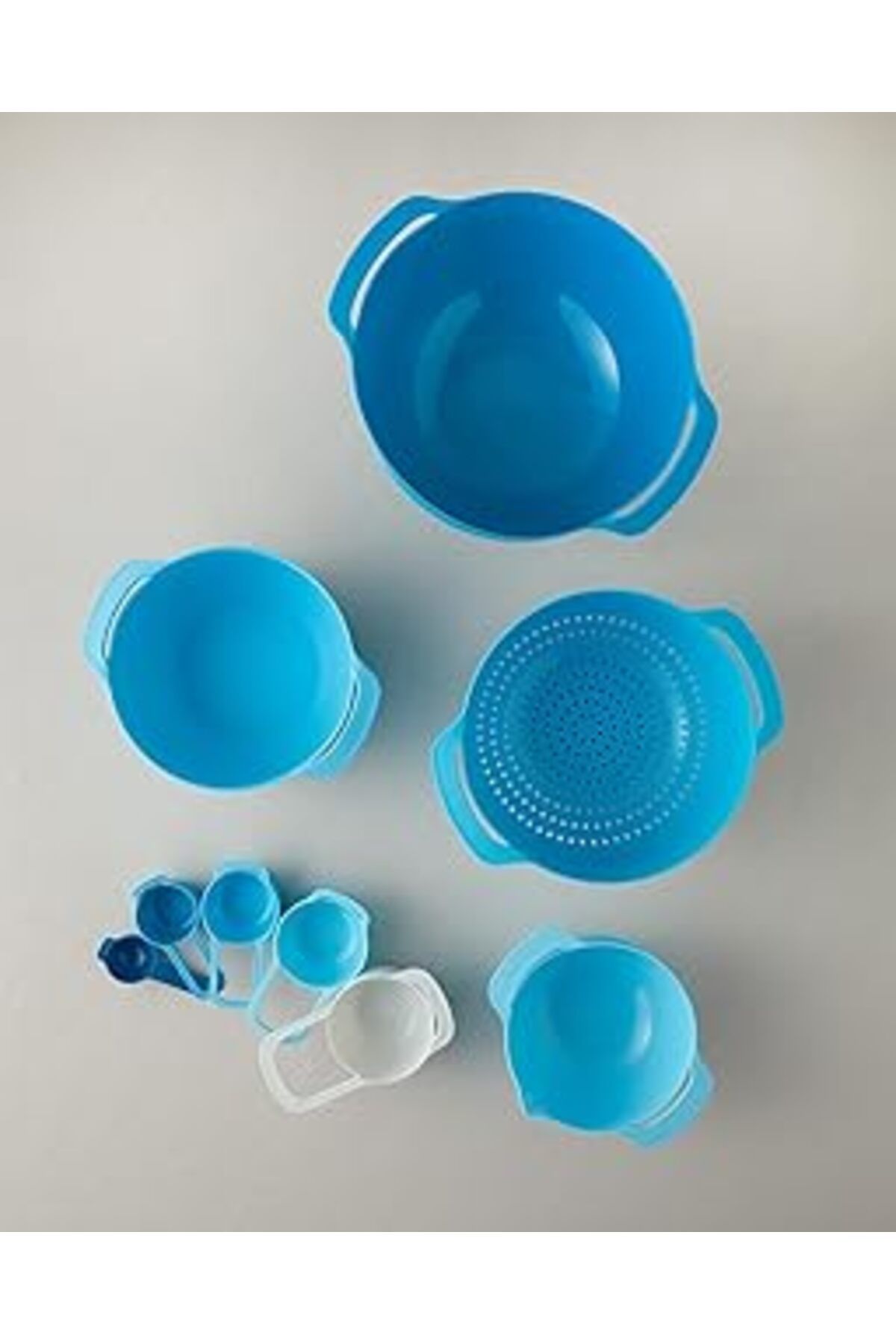 Mu Art Ahşap Mix Me Plastik 9 Parça Karıştırma Kabı Mavi