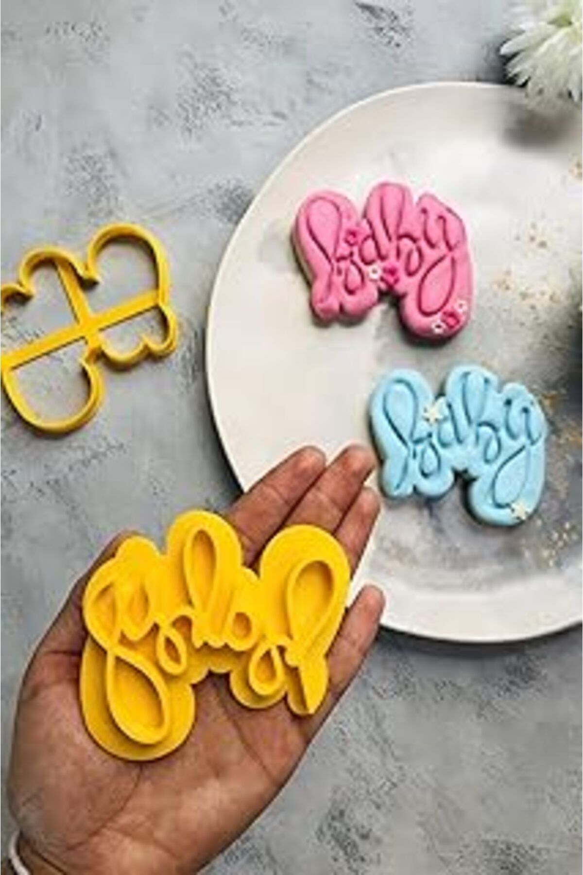Mu Art Ahşap Cestopieno Baby Yazılı Hamur Şekillendirici/Kurabiye Kalıbı/Şeker Hamuru/Seramik/Oyun/Polimer/Bebek