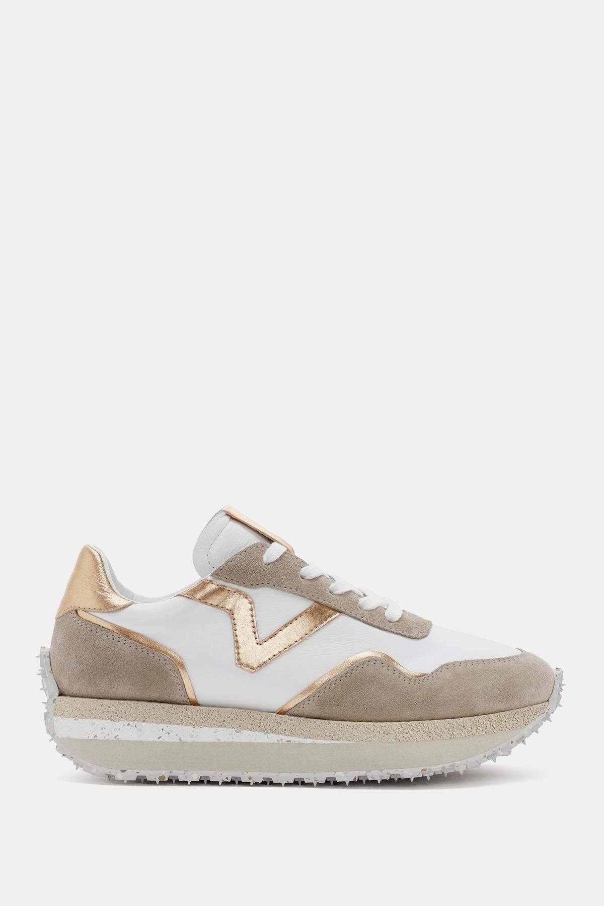 Bestyle Lessa Kadın Beyaz Altın Gerçek Süet Deri Sneaker