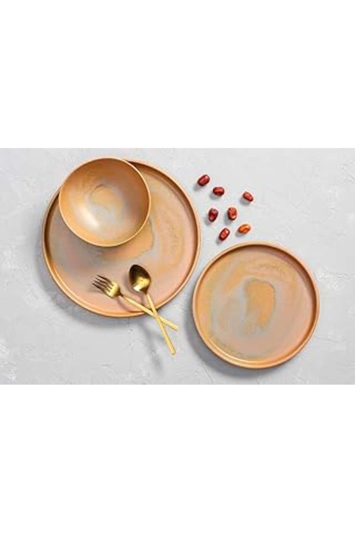 Mu Art Ahşap Porland Stoneware Savanna 3 Parça Tek Kişilik Yemek Takımı