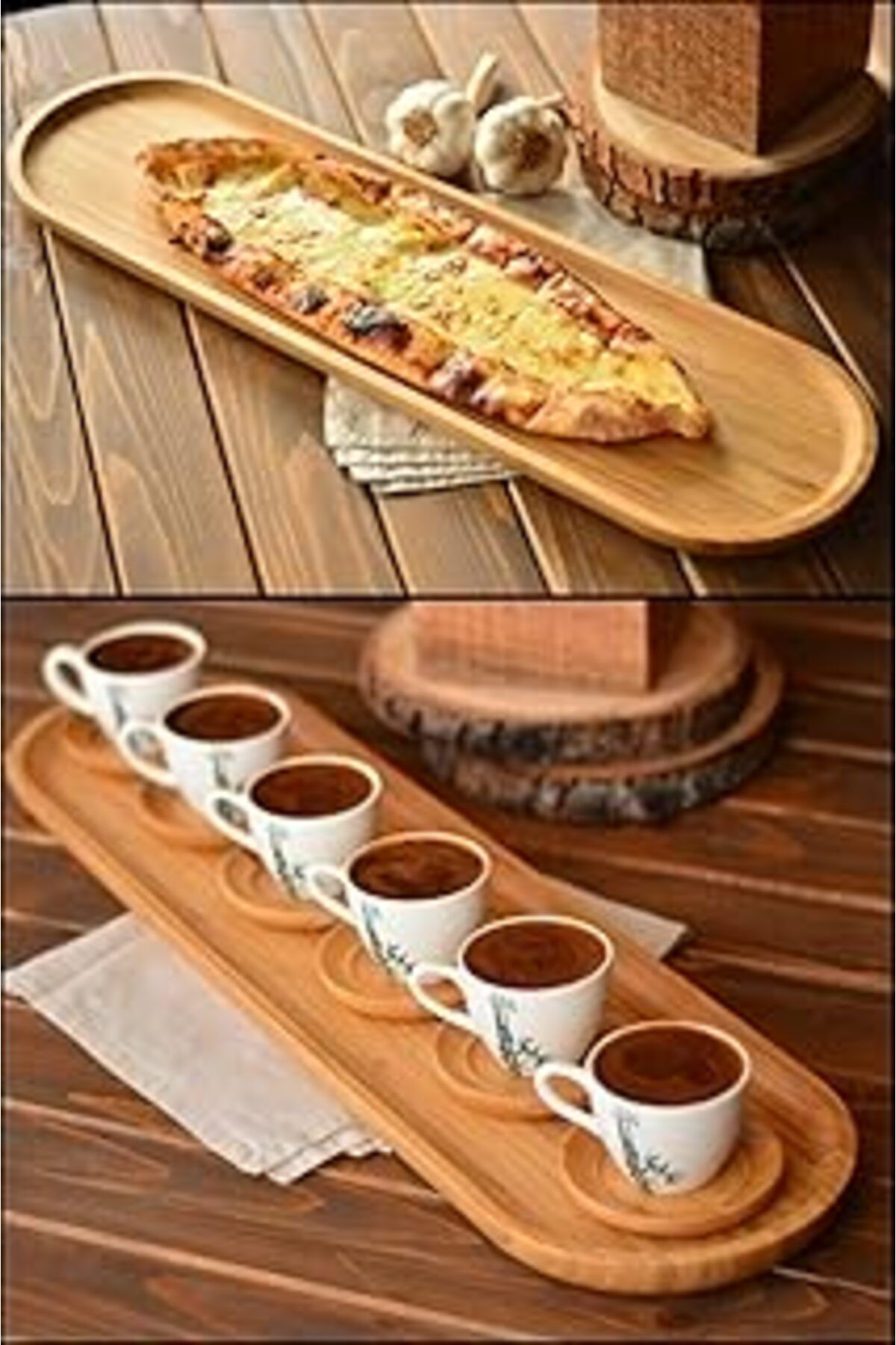 ASİTAN Meturas Dekoratif Oval Kahvaltı Dekoratif Doğal Bambu Kahvaltı Meze Sunum Tabağı 55 16 Cm